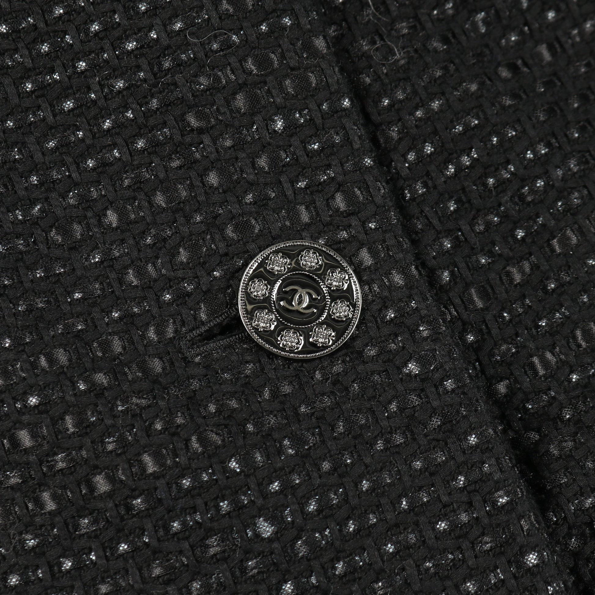 ココマークボタン ツイード コート コットン ブラック ダブルブレスト シャネル アウター CHANEL
