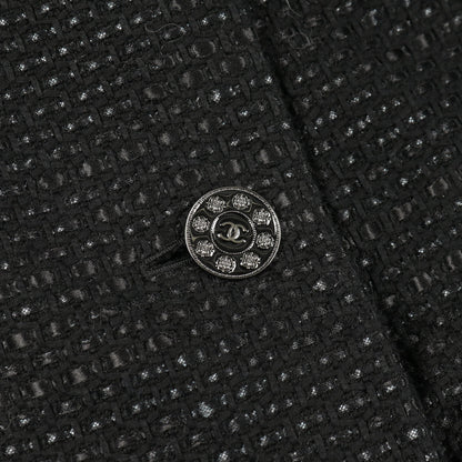 ココマークボタン ツイード コート コットン ブラック ダブルブレスト シャネル アウター CHANEL