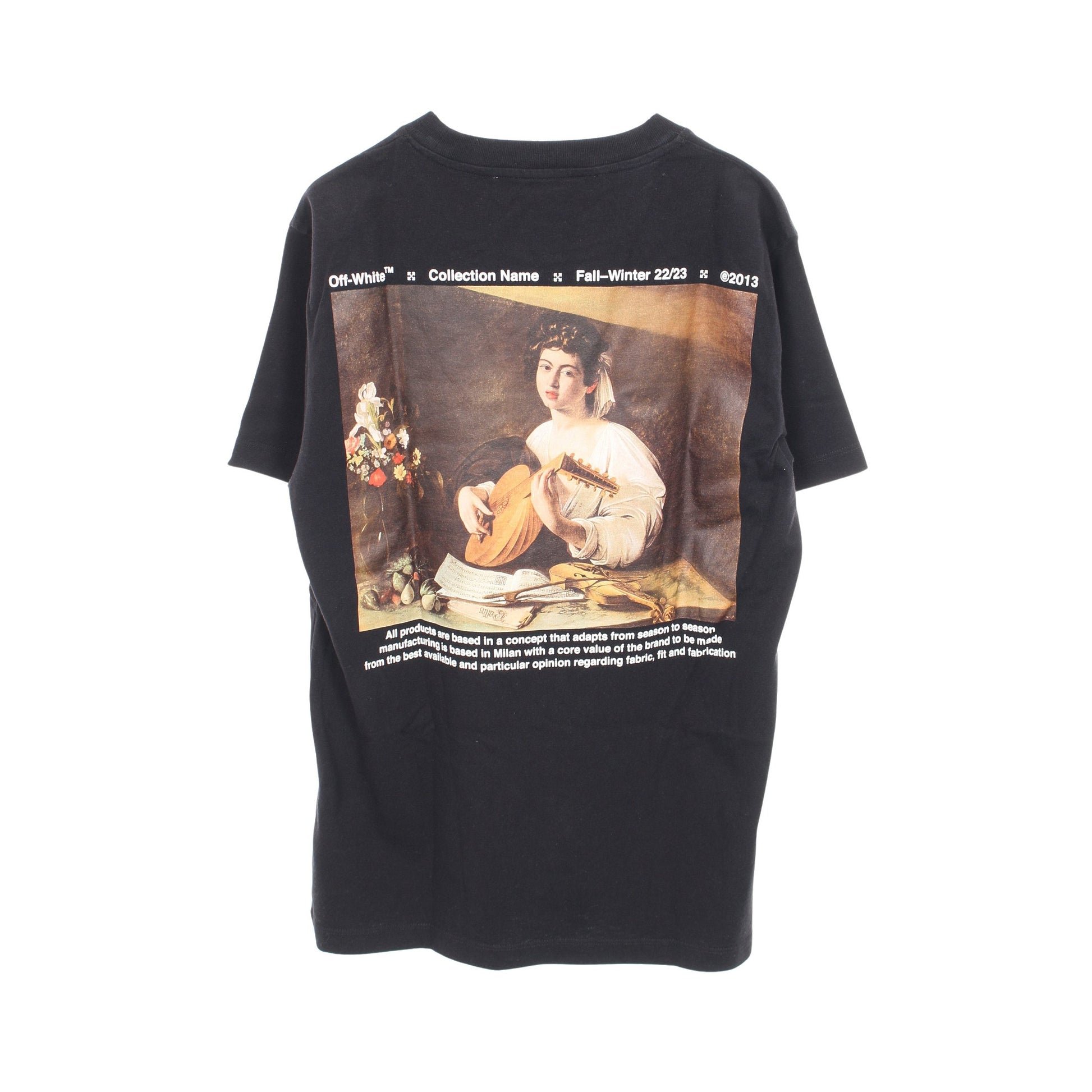 Caravaggio Lute Slim 半袖Tシャツ クルーネック コットン ブラック オフホワイト トップス OFF-WHITE