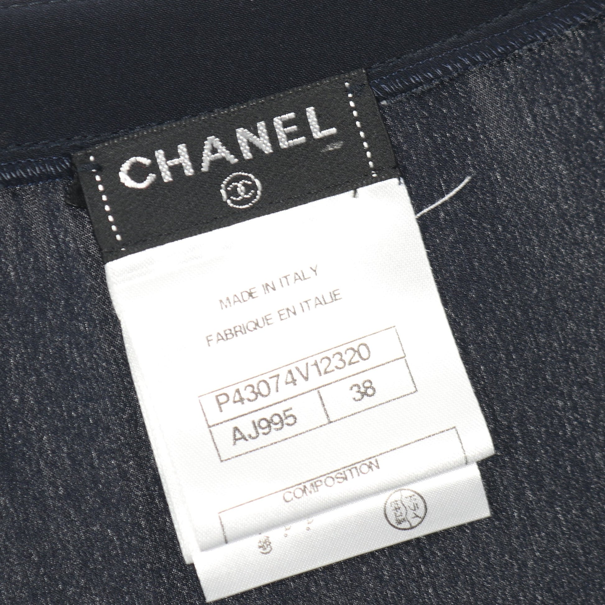 カメリア トップス ノースリーブ シルク ネイビー シャネル トップス CHANEL