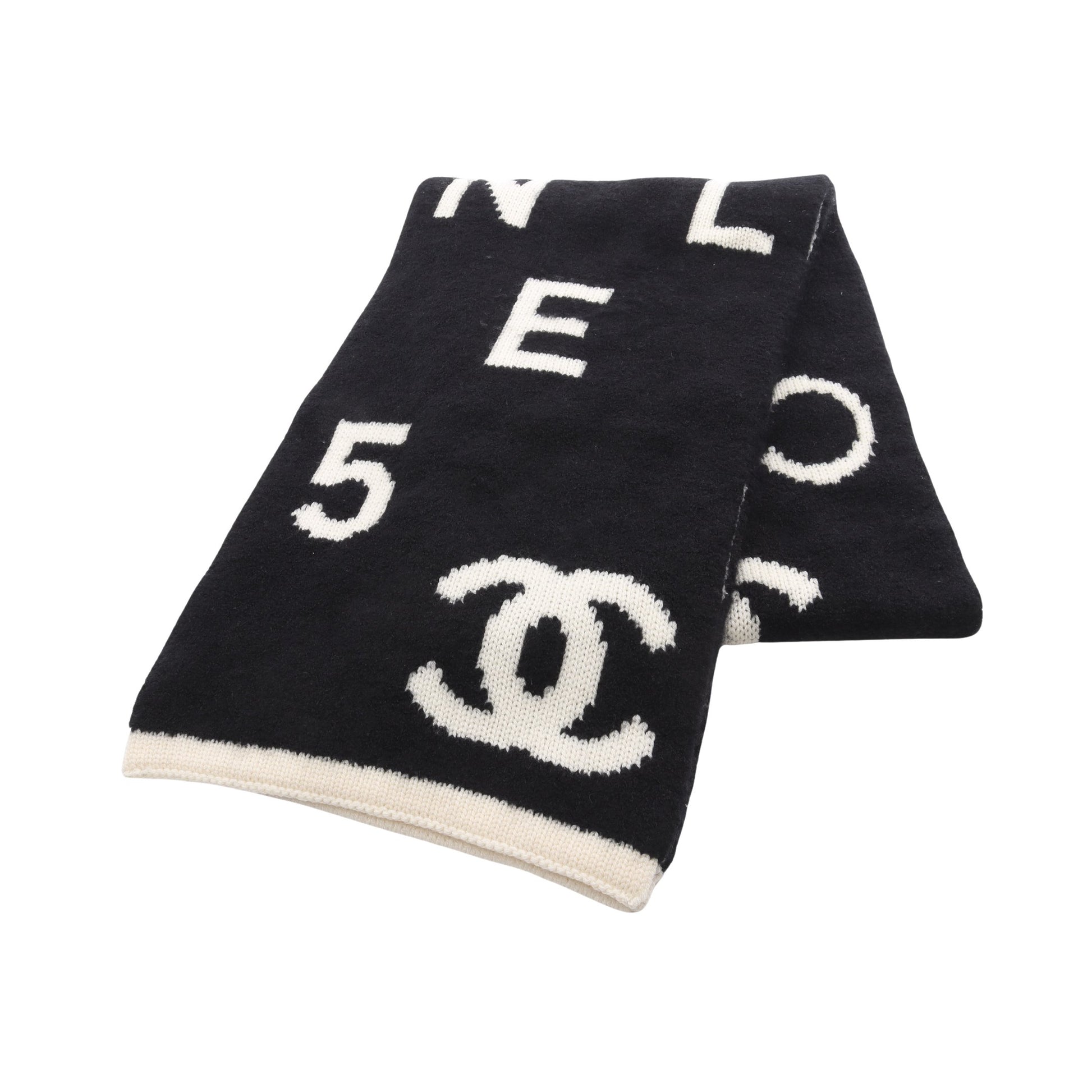 ココマーク ロゴ マフラー カシミヤ ウール シルク ブラック アイボリー シャネル 財布・小物 CHANEL