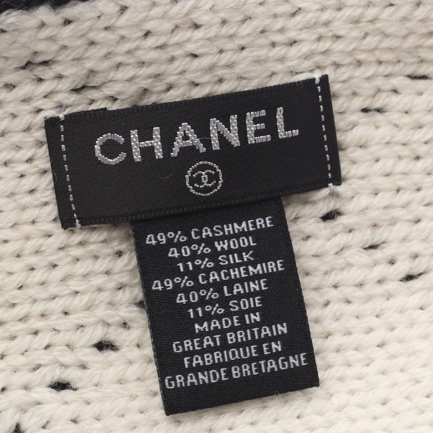 ココマーク ロゴ マフラー カシミヤ ウール シルク ブラック アイボリー シャネル 財布・小物 CHANEL