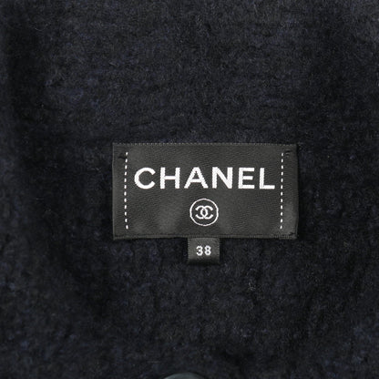 ココマークボタン ニット コート カシミヤ シルク ネイビー シャネル アウター CHANEL