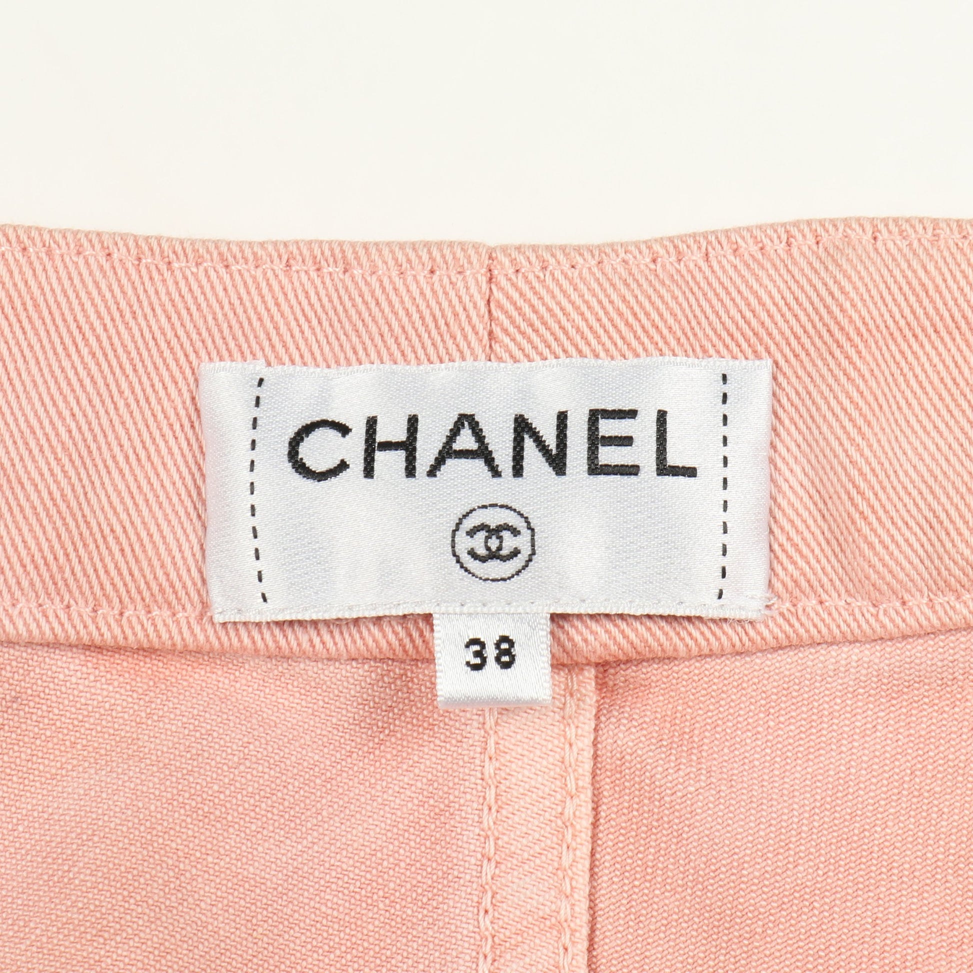ココマーク キルティング切替 デニムパンツ コットン ピンク シャネル ボトムス CHANEL