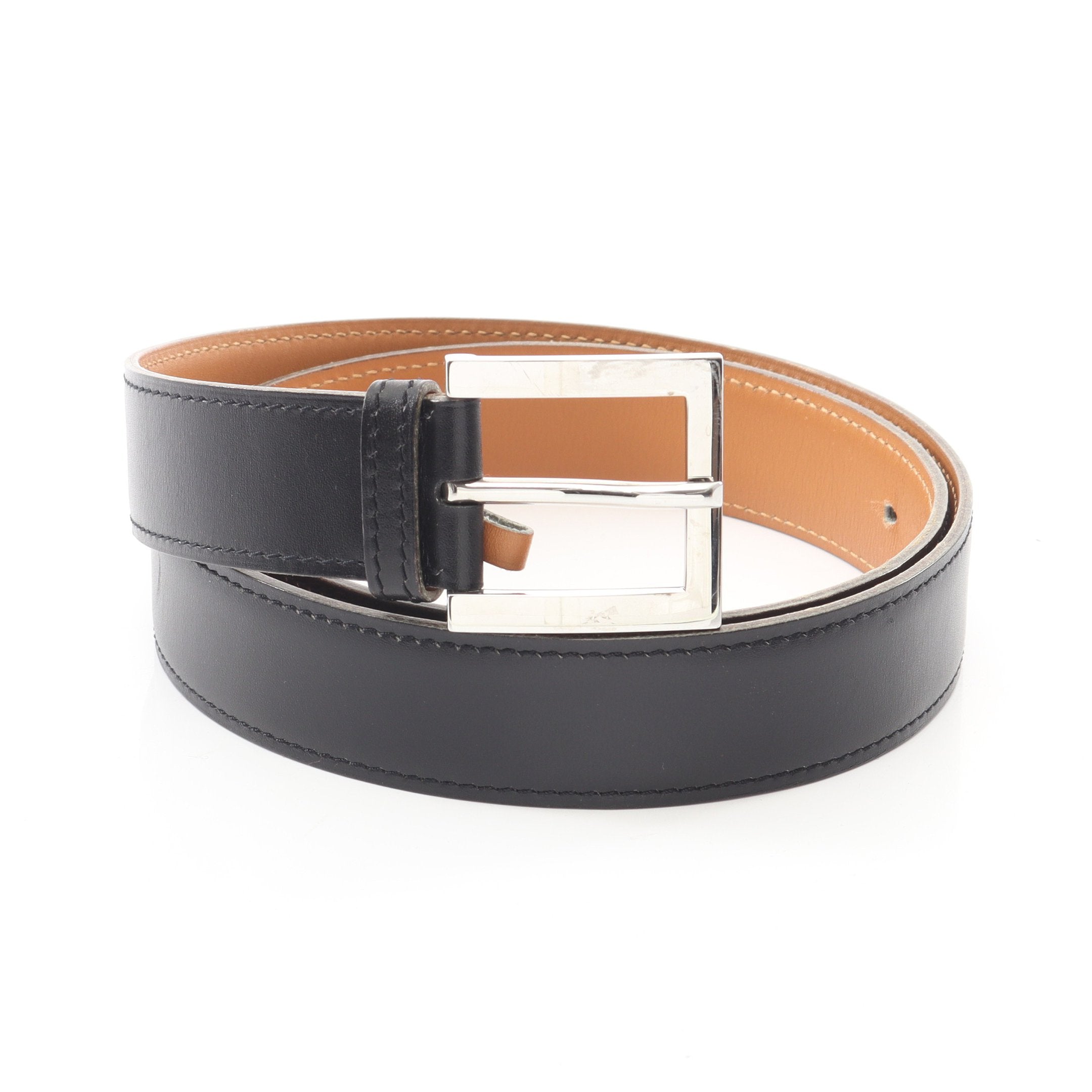 ベルト レザー ブラック シルバー金具 □D刻印 エルメス – RECLO