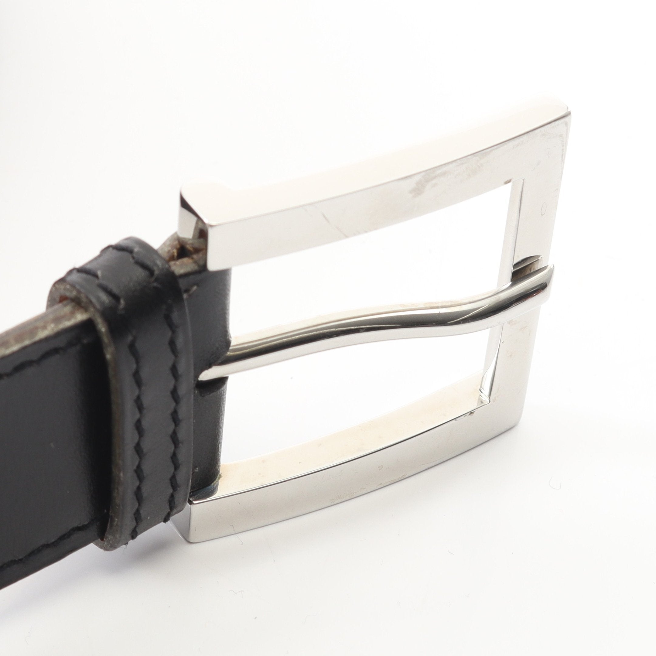 ベルト レザー ブラック シルバー金具 □D刻印 エルメス – RECLO