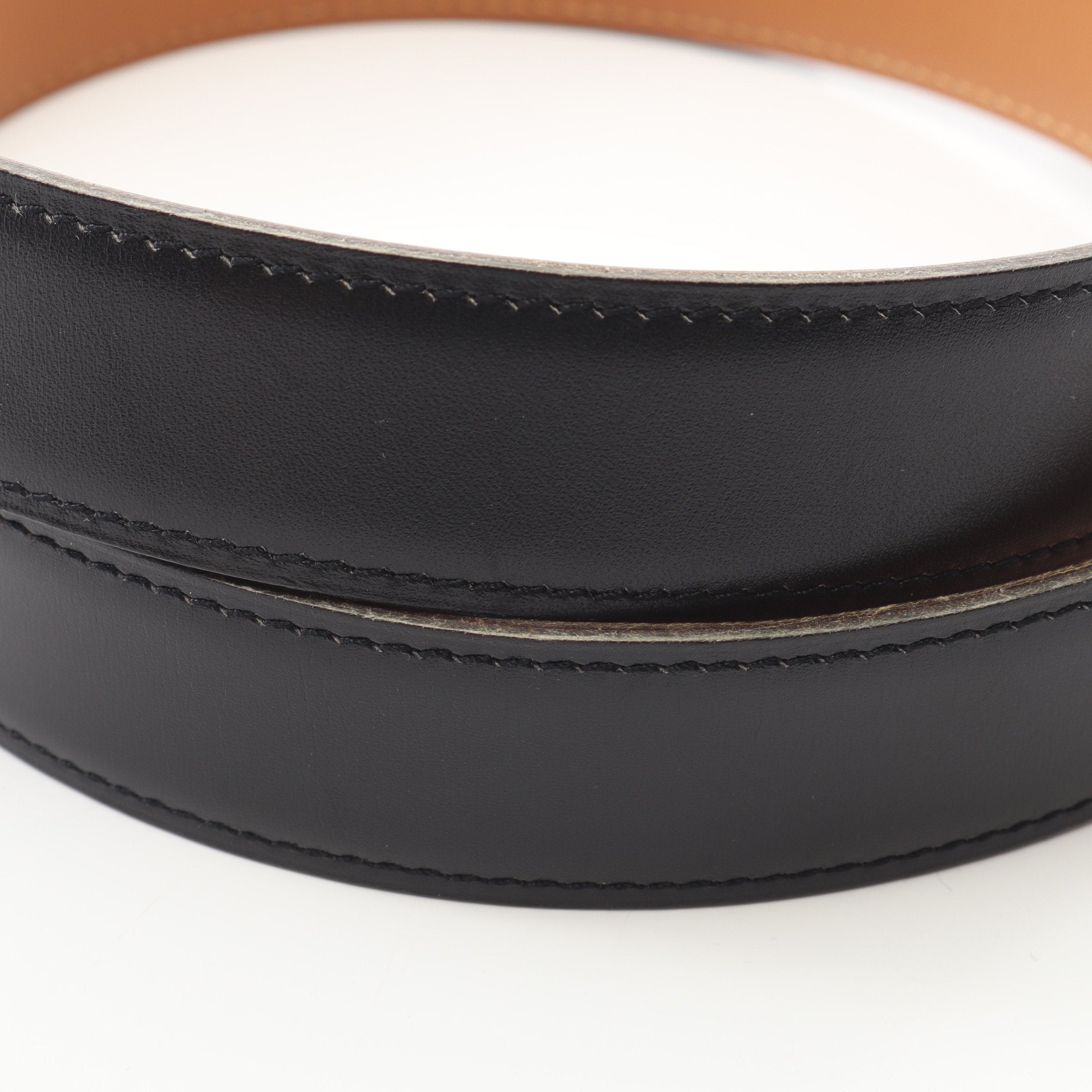 ベルト レザー ブラック シルバー金具 □D刻印 エルメス – RECLO