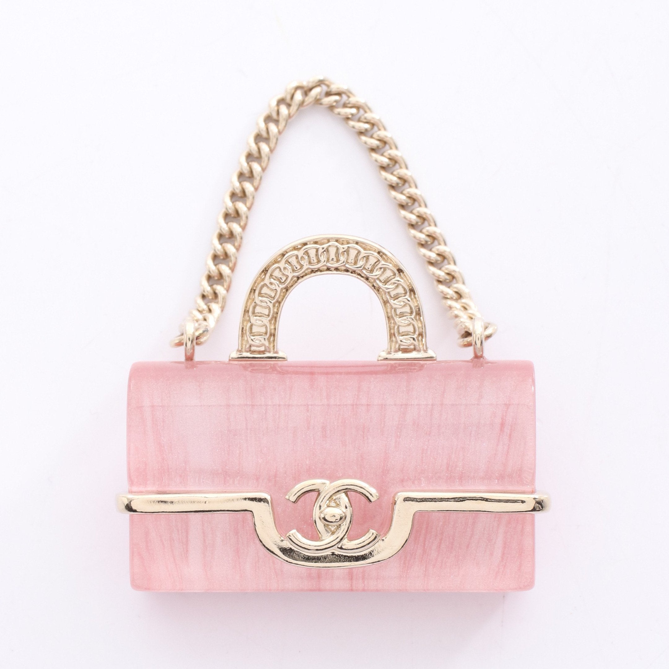 ココマーク バッグモチーフ ブローチ GP レジン ゴールド ピンク D25B