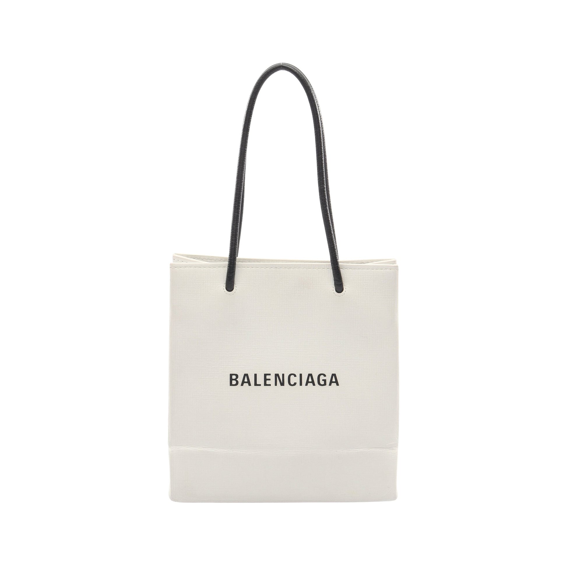 ショッピングトート XXS ハンドバッグ PVC レザー ホワイト ブラック バレンシアガ バッグ BALENCIAGA