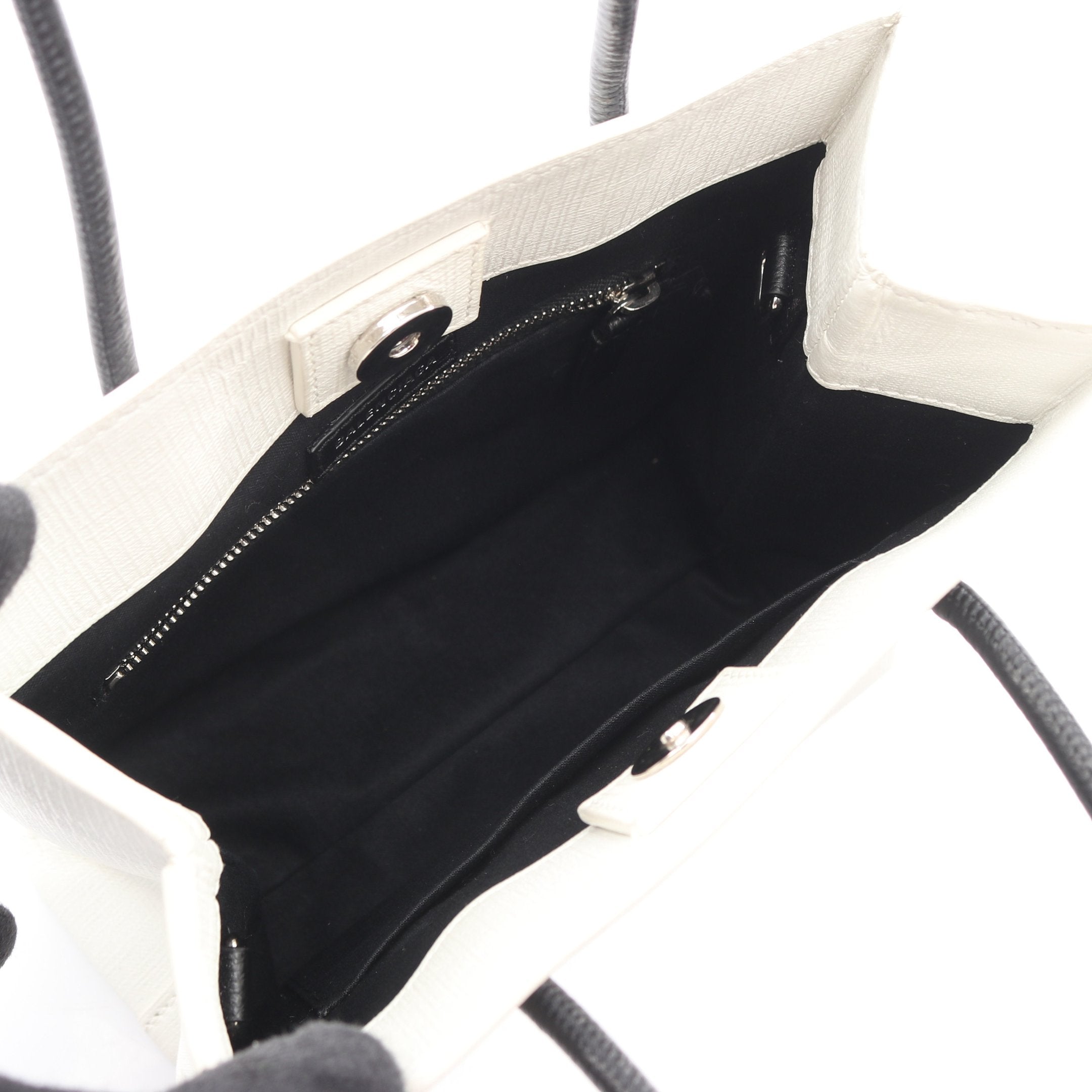 ショッピングトート XXS ハンドバッグ PVC レザー ホワイト ブラック