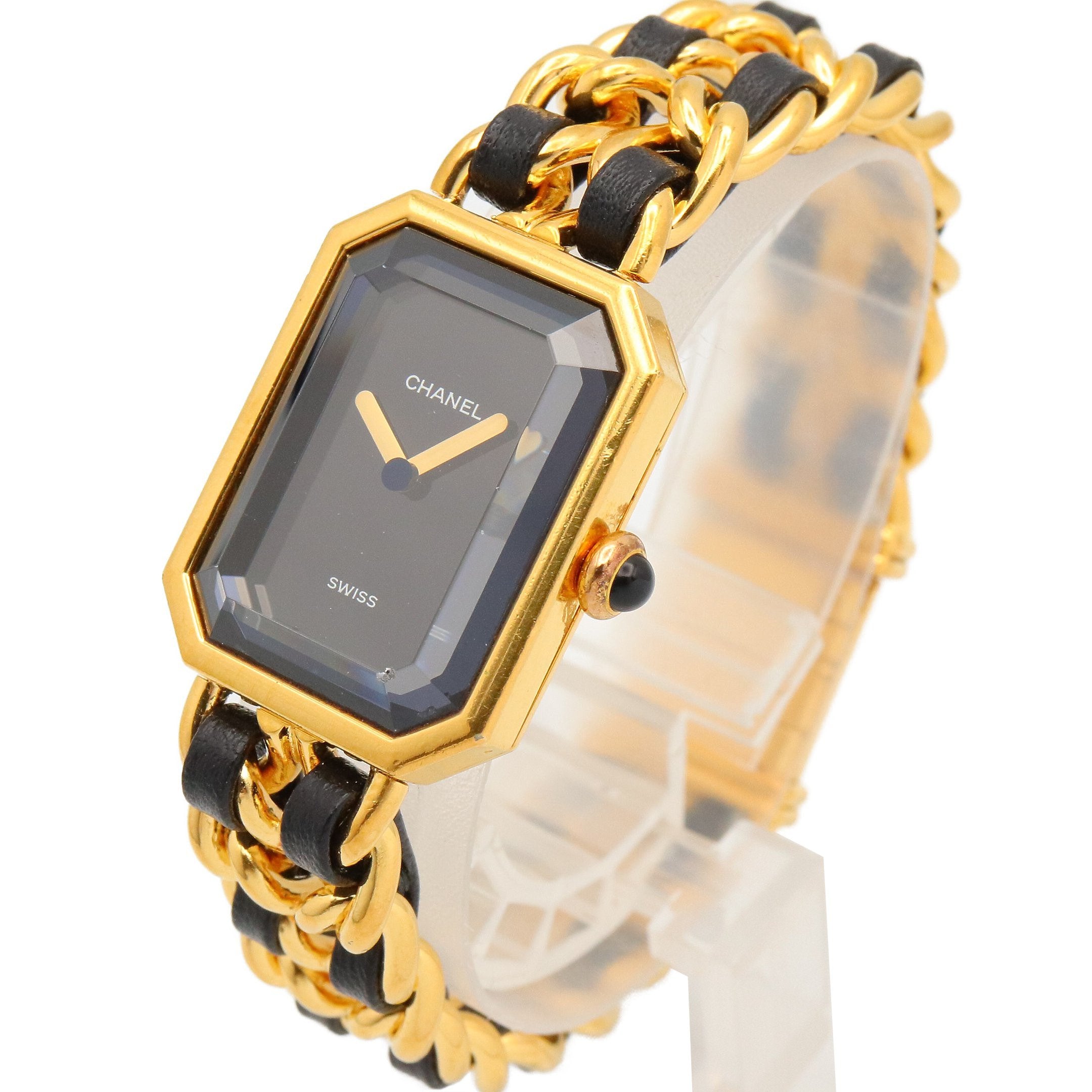 プルミエール M レディース 腕時計 クオーツ GP レザー ブラック