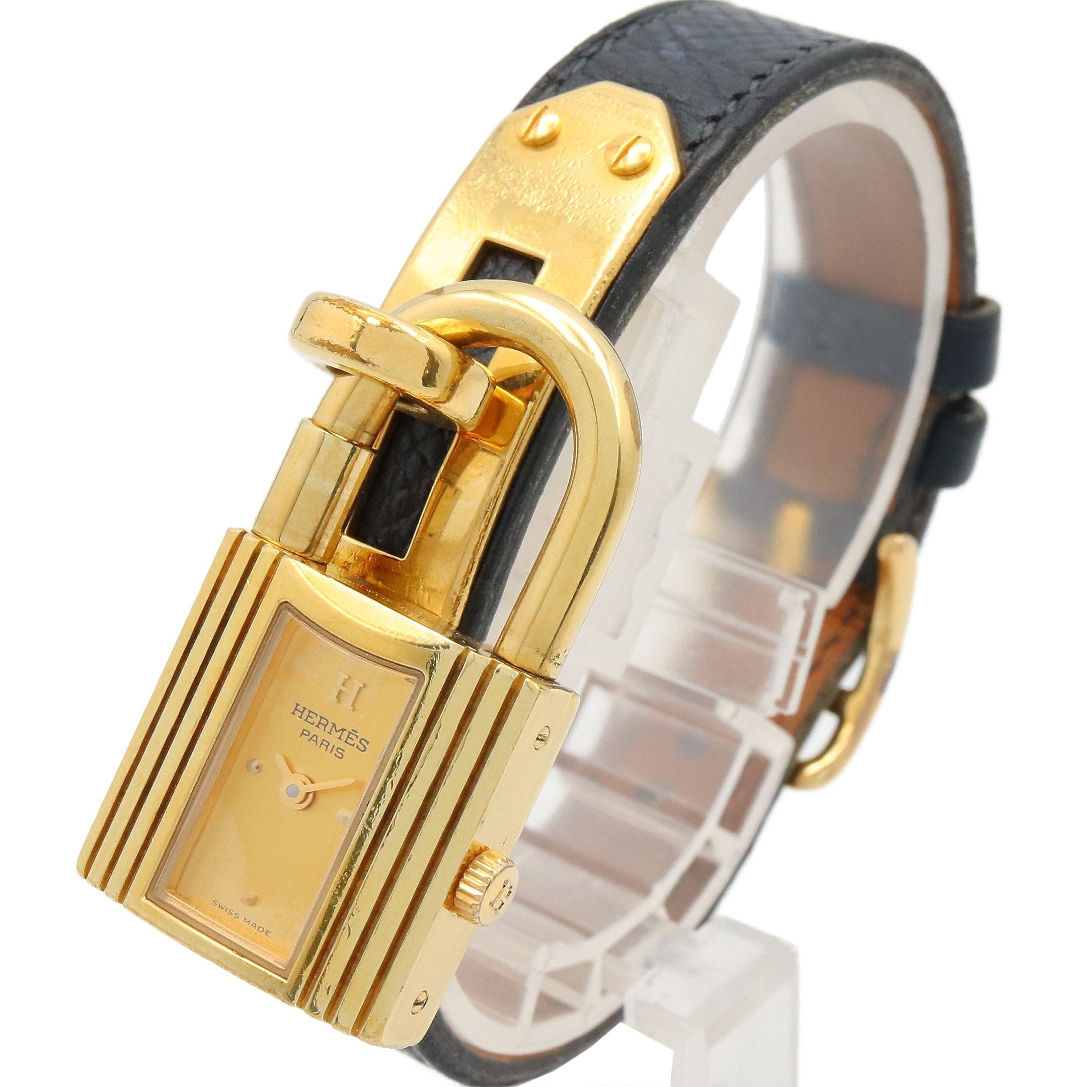 エルメス(HERMES)ケリーウオッチレザークオーツレディース時計✨ ケリーウォッチ レディース 腕時計 クオーツ GP レザー ゴールド