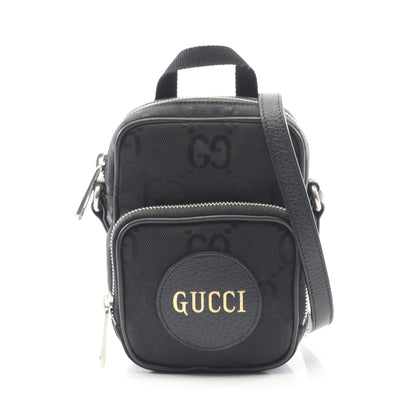 オフ ザ グリッド ショルダーバッグ ナイロンキャンバス レザー ブラック グッチ バッグ GUCCI