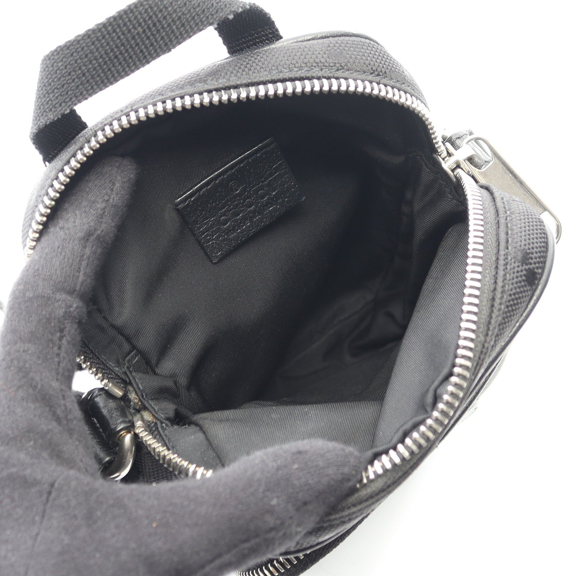 オフ ザ グリッド ショルダーバッグ ナイロンキャンバス レザー ブラック グッチ バッグ GUCCI