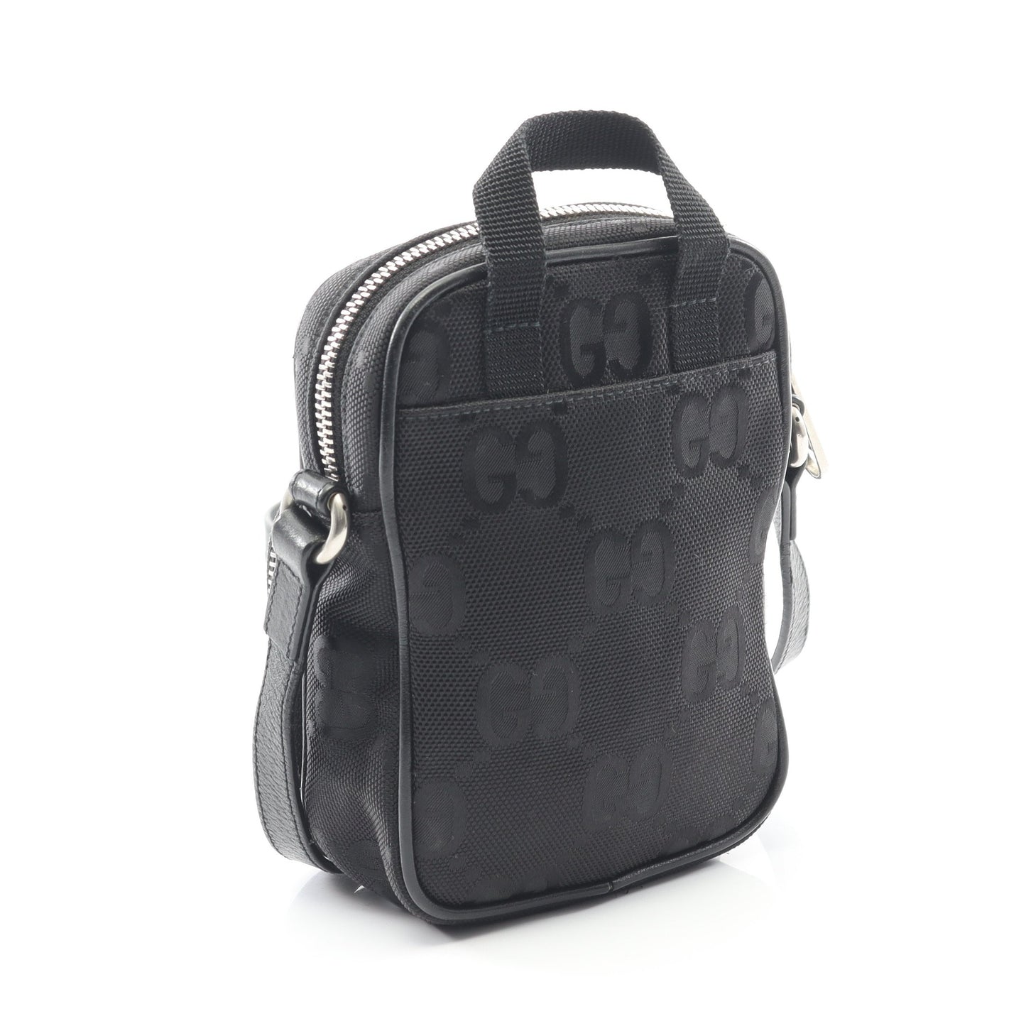 オフ ザ グリッド ショルダーバッグ ナイロンキャンバス レザー ブラック グッチ バッグ GUCCI
