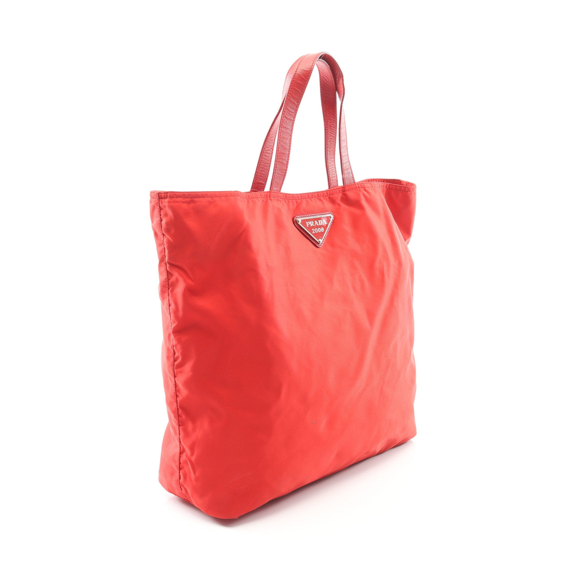 ベア ハンドバッグ ナイロン サフィアーノレザー レッド 北京五輪限定