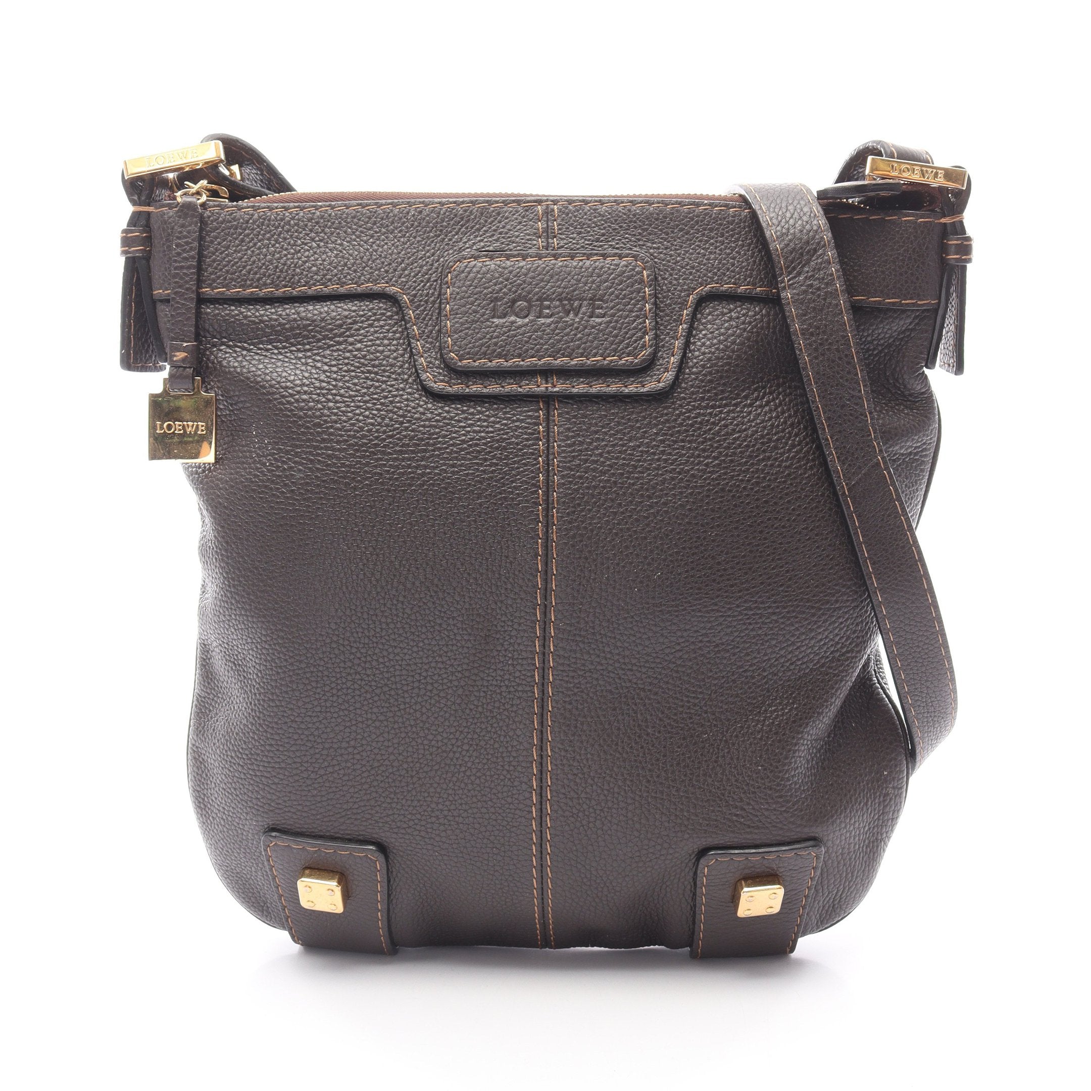 ショルダーバッグ レザー ダークブラウン ロエベ – RECLO