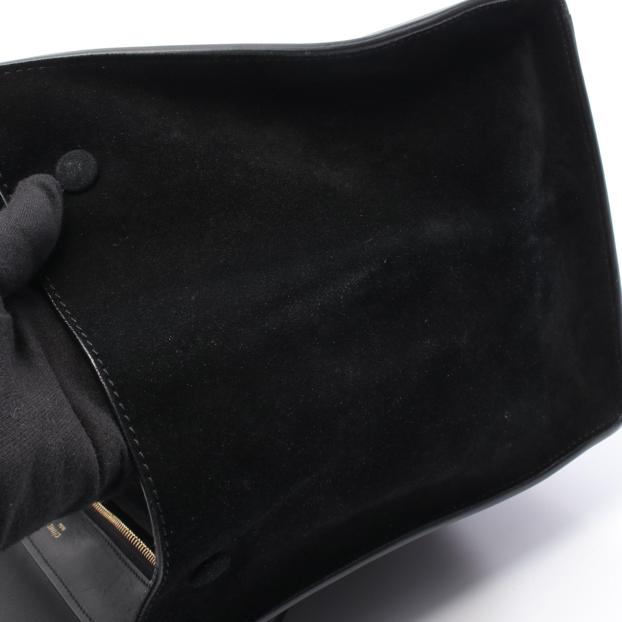 トラペーズ ミディアム ハンドバッグ レザー スエード ブラック クロコ