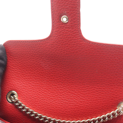 インターロッキングG チェーンショルダーバッグ レザー レッド グッチ バッグ GUCCI