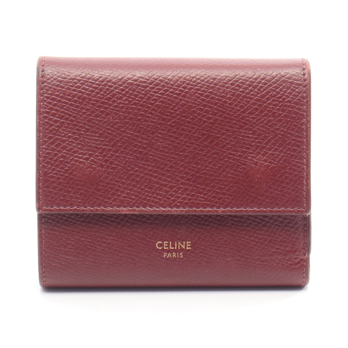 スモール トリフォールドウォレット 三つ折り財布 レザー ボルドー セリーヌ 財布・小物 CELINE