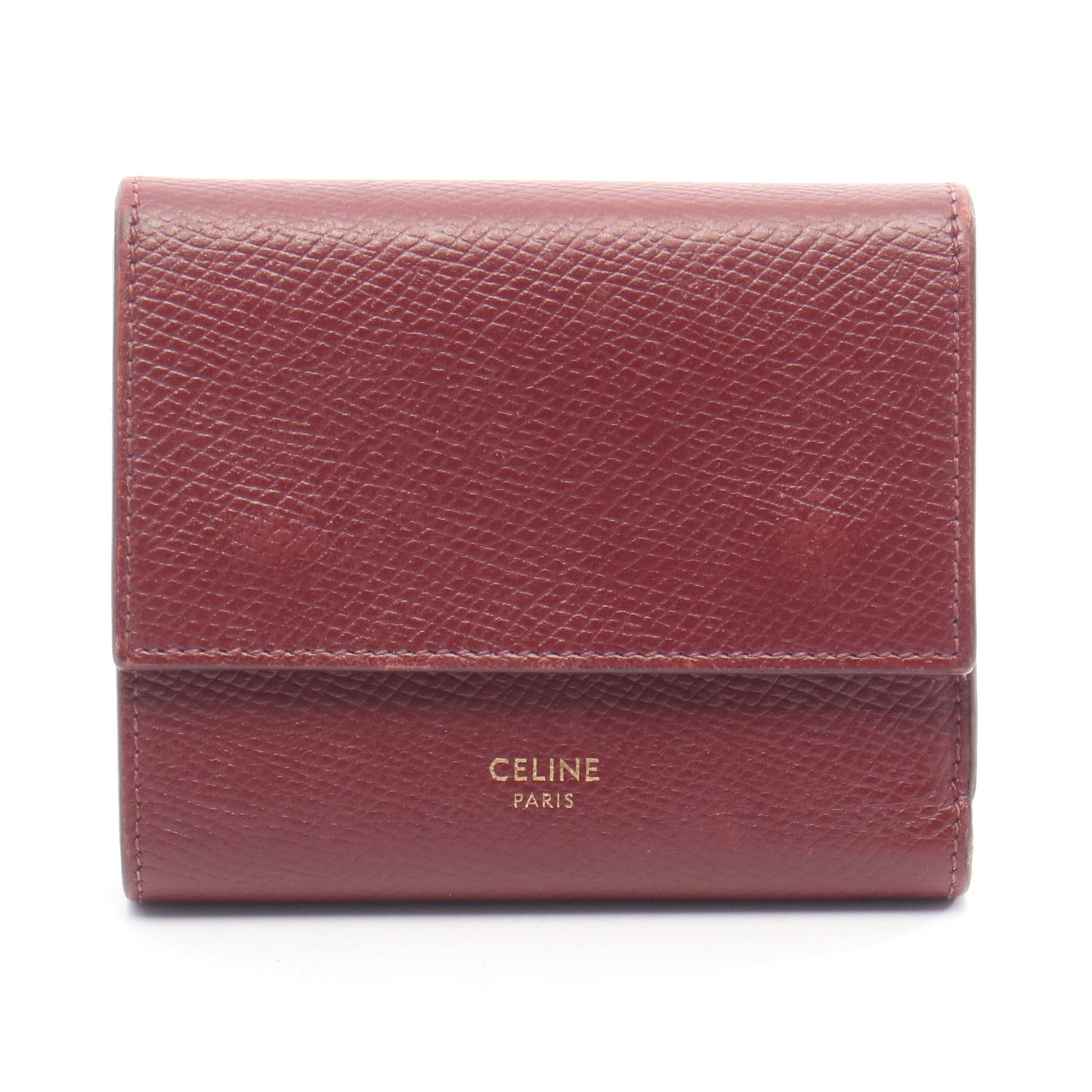 スモール トリフォールドウォレット 三つ折り財布 レザー ボルドー セリーヌ 財布・小物 CELINE