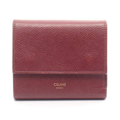 スモール トリフォールドウォレット 三つ折り財布 レザー ボルドー セリーヌ 財布・小物 CELINE