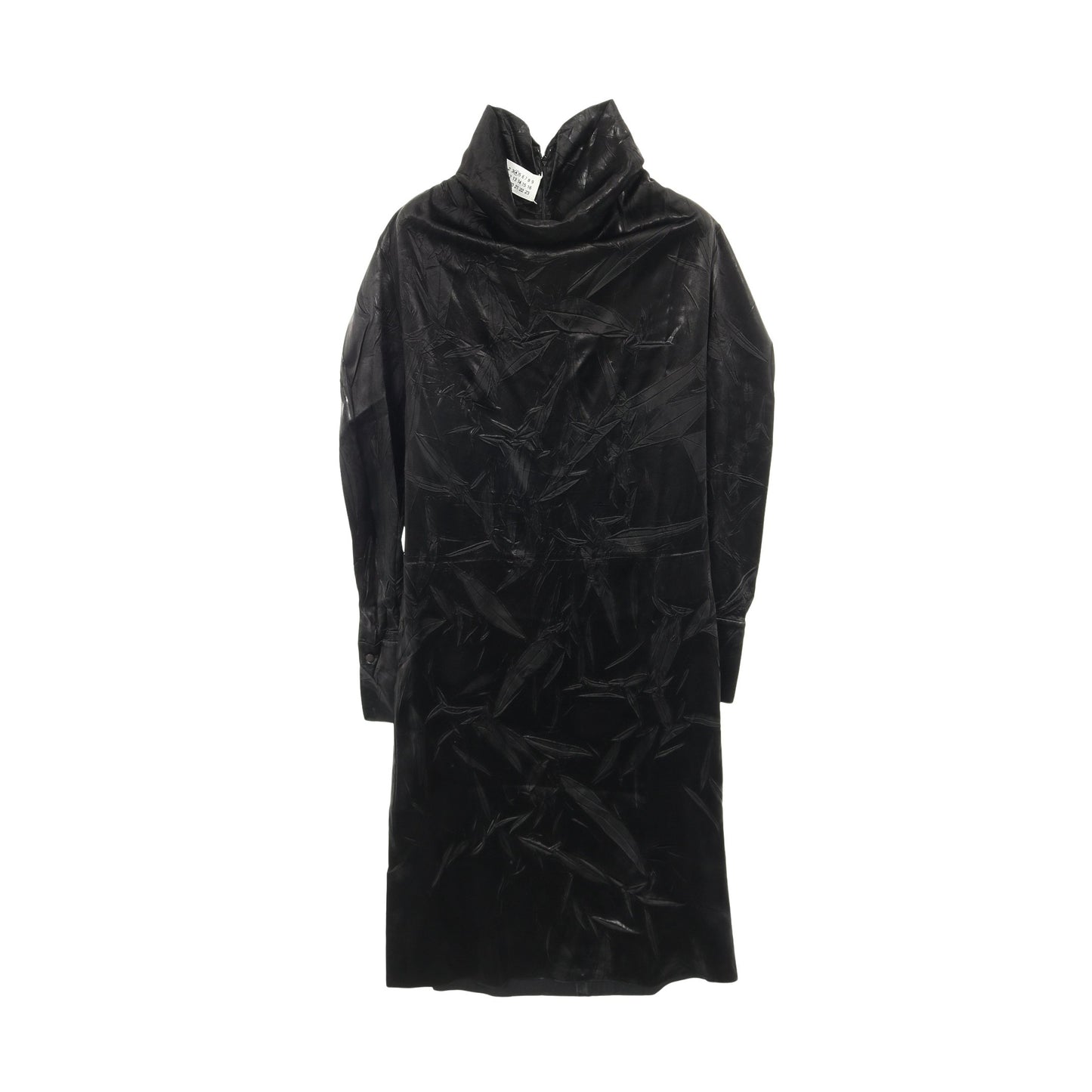 ワンピース ハイネック 長袖 レーヨン ブラック シワ加工 メゾンマルジェラ4 ワンピース Maison Margiela 4