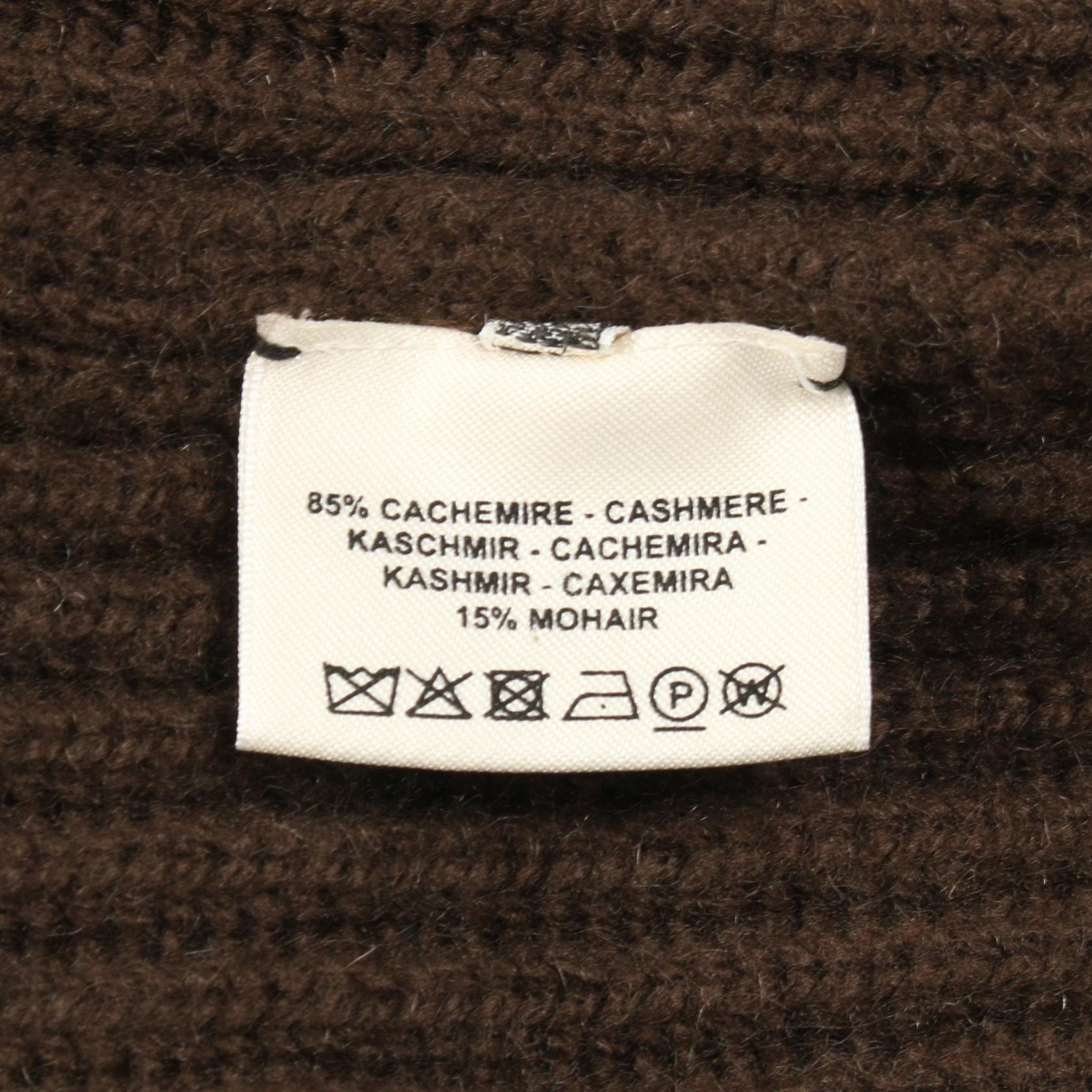 ケープ ニット ハイネック カシミヤ モヘヤ ブラウン エルメス トップス HERMES