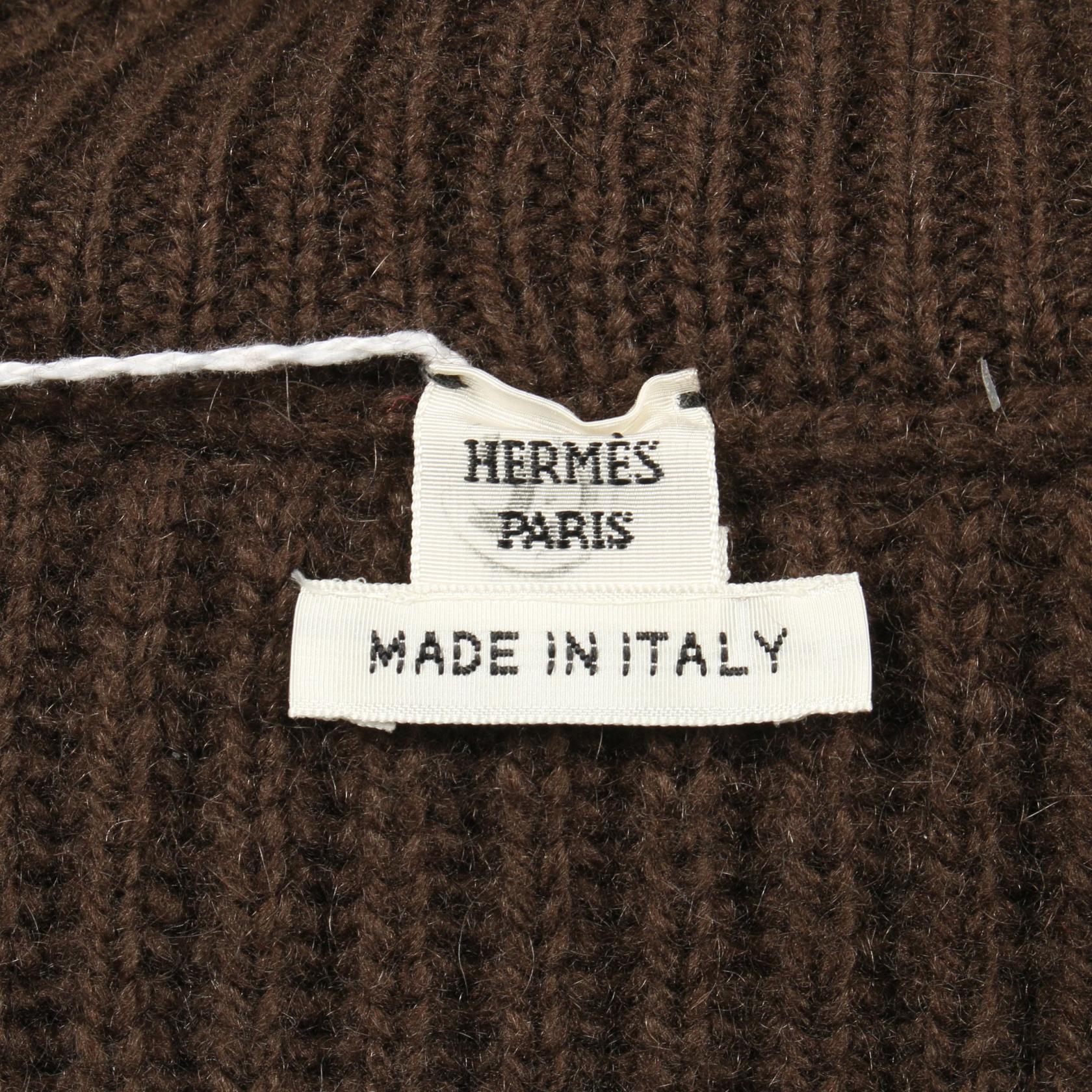ケープ ニット ハイネック カシミヤ モヘヤ ブラウン エルメス トップス HERMES