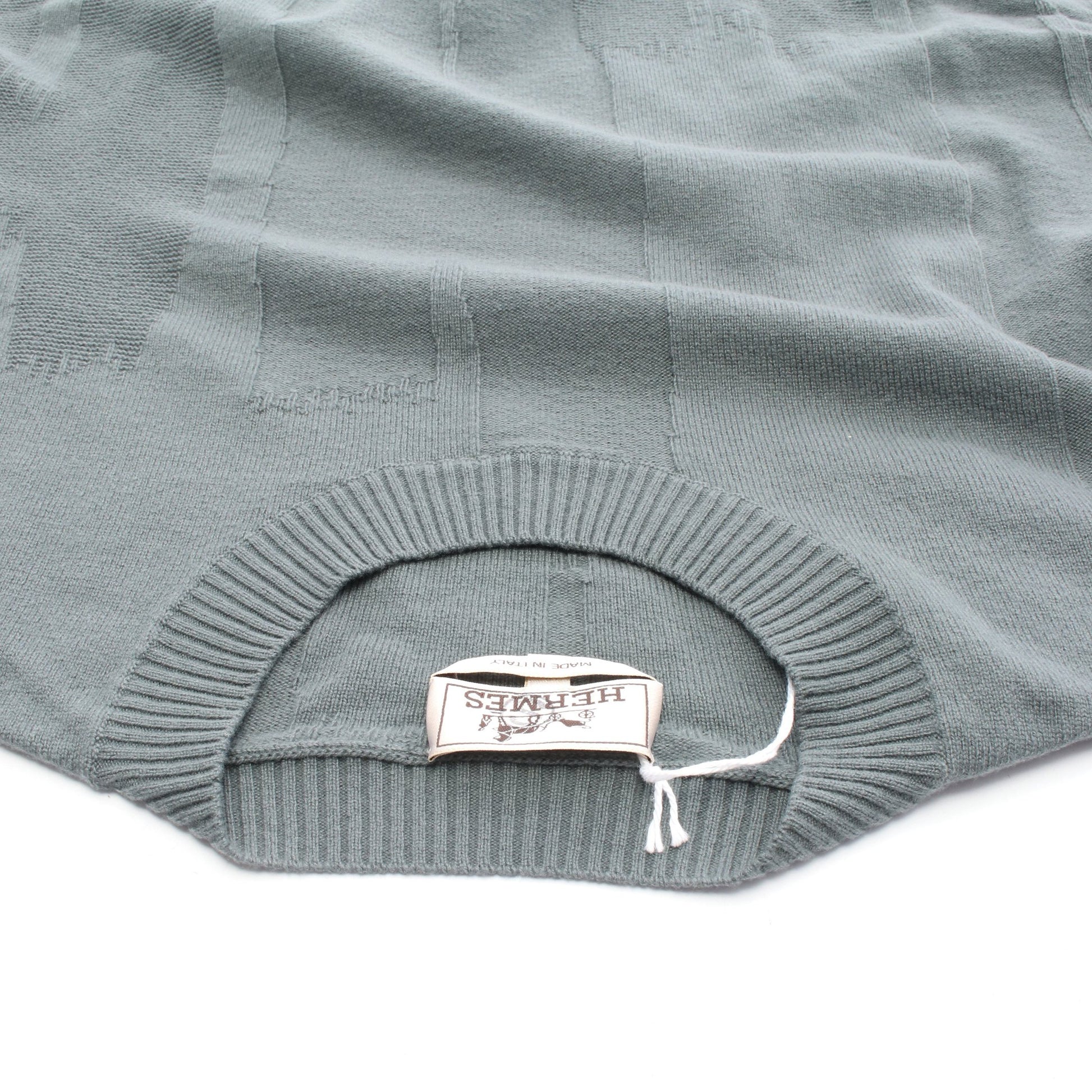 Hブラッシュ ニット クルーネック ウール グレーグリーン エルメス トップス HERMES