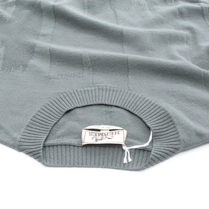 Hブラッシュ ニット クルーネック ウール グレーグリーン エルメス トップス HERMES