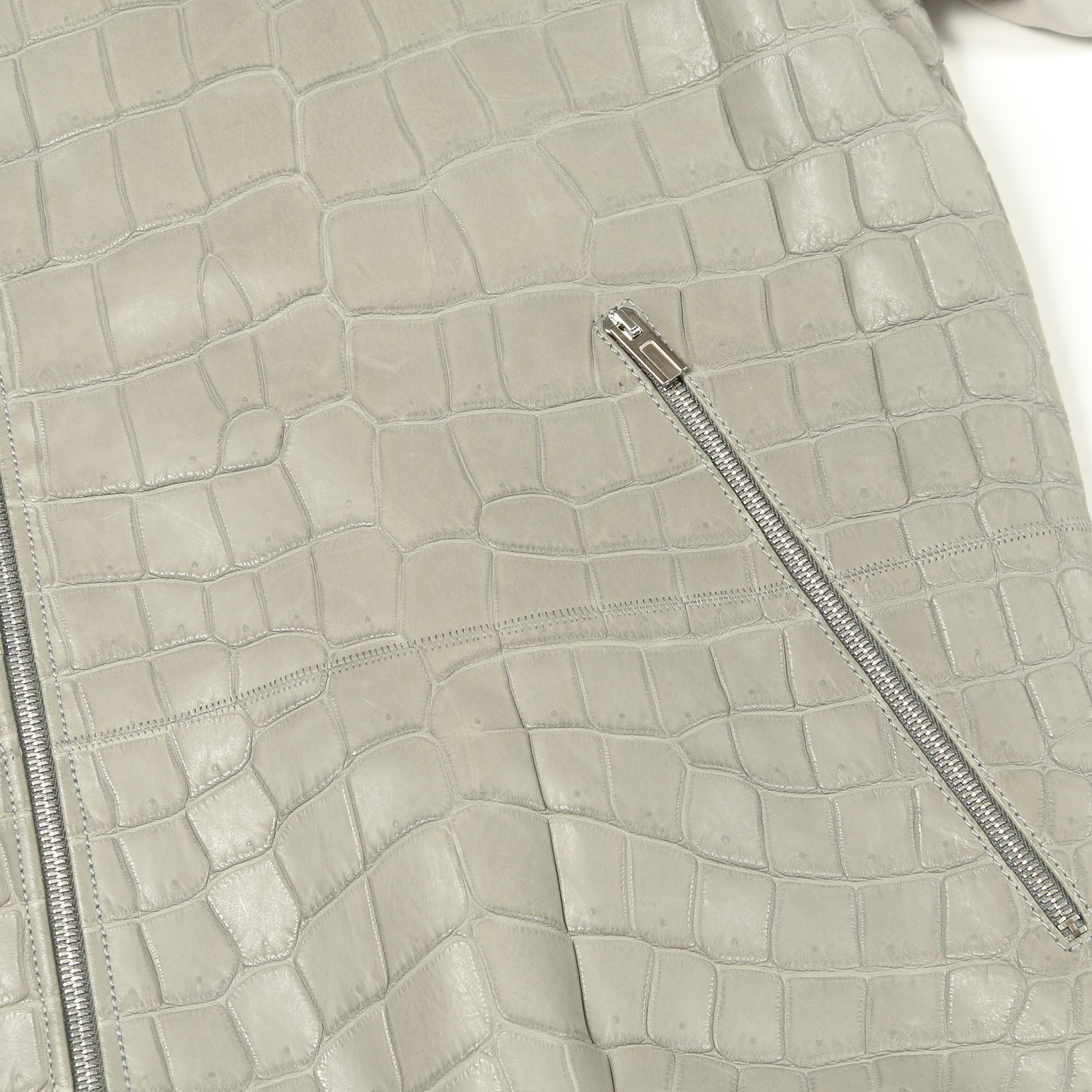 ブルゾン クロコダイル ラムスキン グレー エルメス アウター HERMES