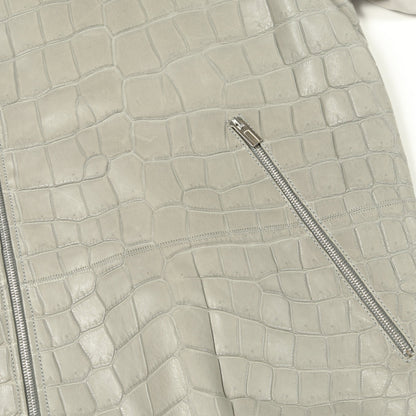 ブルゾン クロコダイル ラムスキン グレー エルメス アウター HERMES