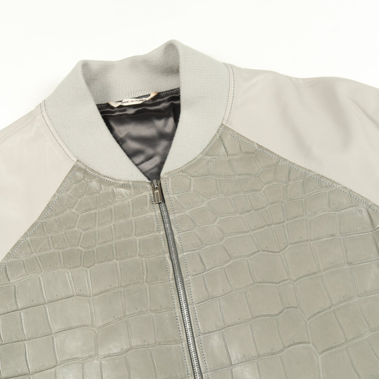 ブルゾン クロコダイル ラムスキン グレー エルメス アウター HERMES