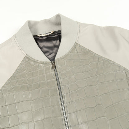 ブルゾン クロコダイル ラムスキン グレー エルメス アウター HERMES