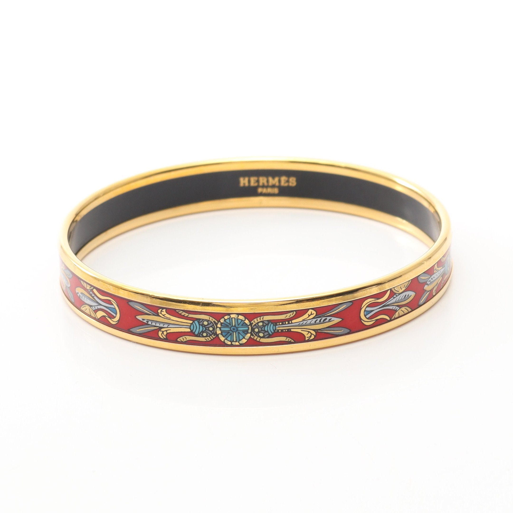 エマイユPM バングル GP 七宝 ゴールド レッド マルチカラー エルメス