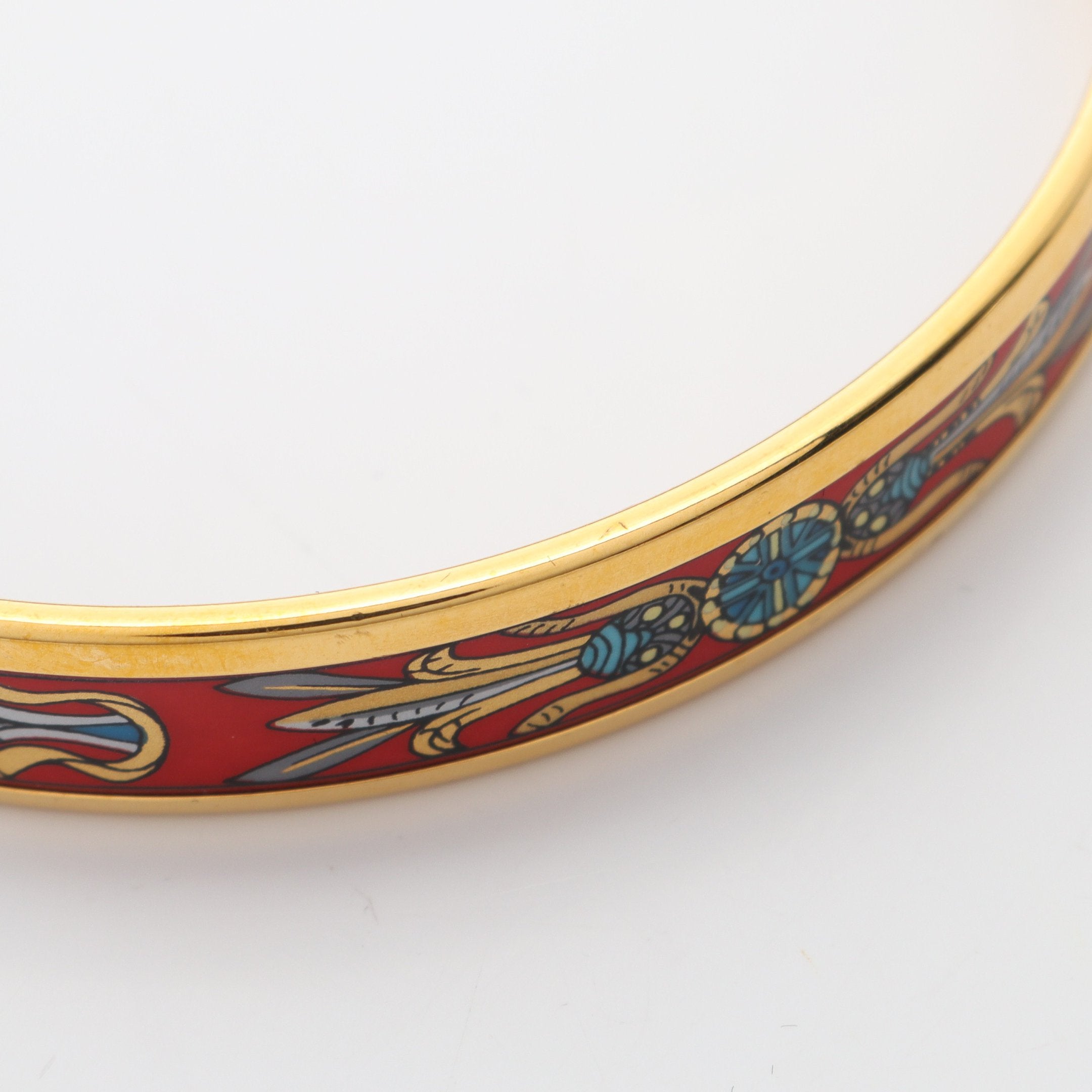 エマイユPM バングル GP 七宝 ゴールド レッド マルチカラー エルメス