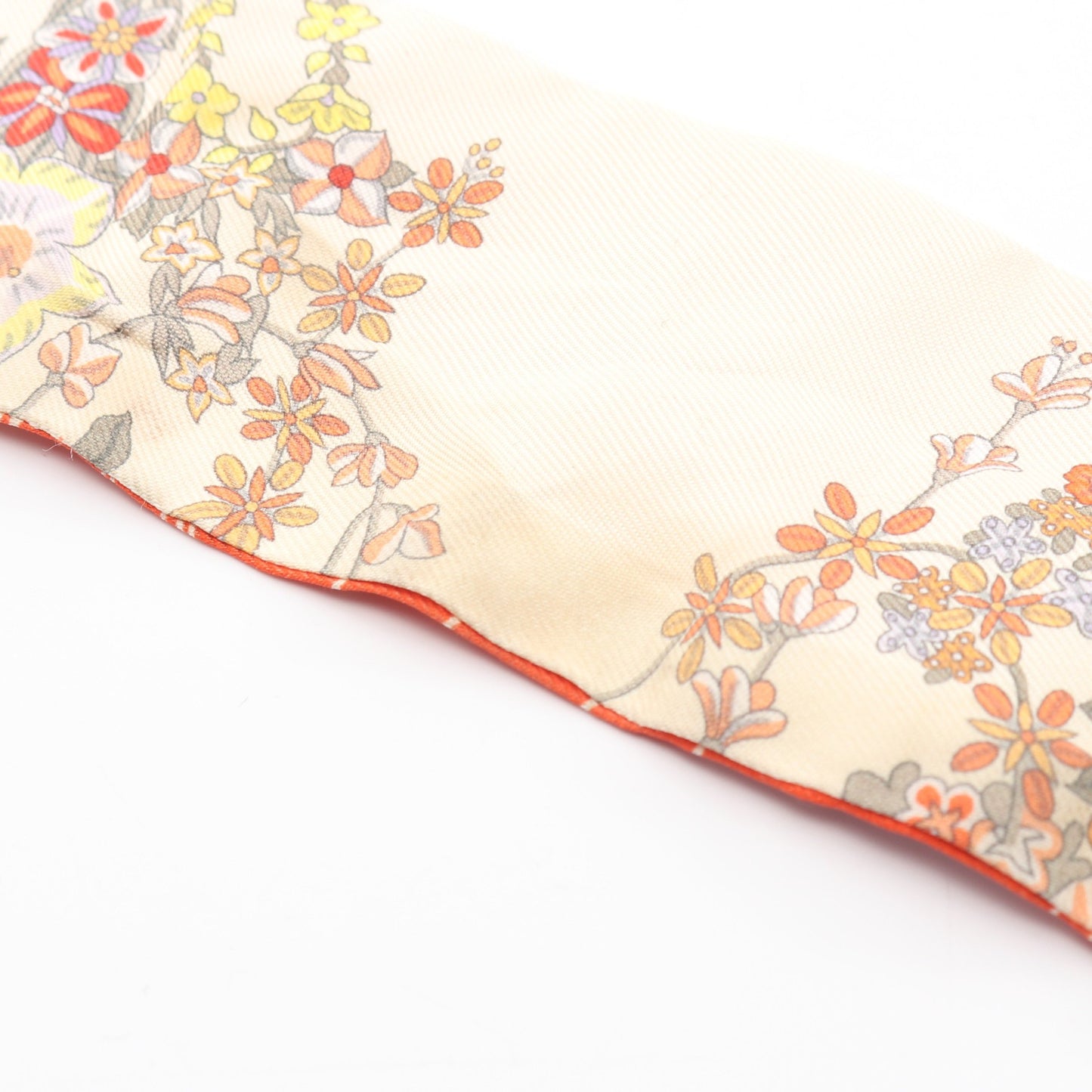 ツイリー BRIDES de GALA en fleurs リボン スカーフ シルク ベージュ オレンジレッド マルチカラー エルメス 財布・小物 HERMES