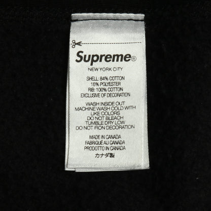 プルオーバーパーカー ロゴワッペン コットン ブラック 裏起毛 シュプリーム トップス Supreme