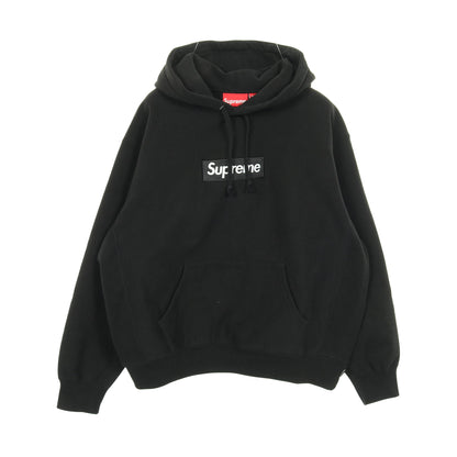 プルオーバーパーカー ロゴワッペン コットン ブラック 裏起毛 シュプリーム トップス Supreme