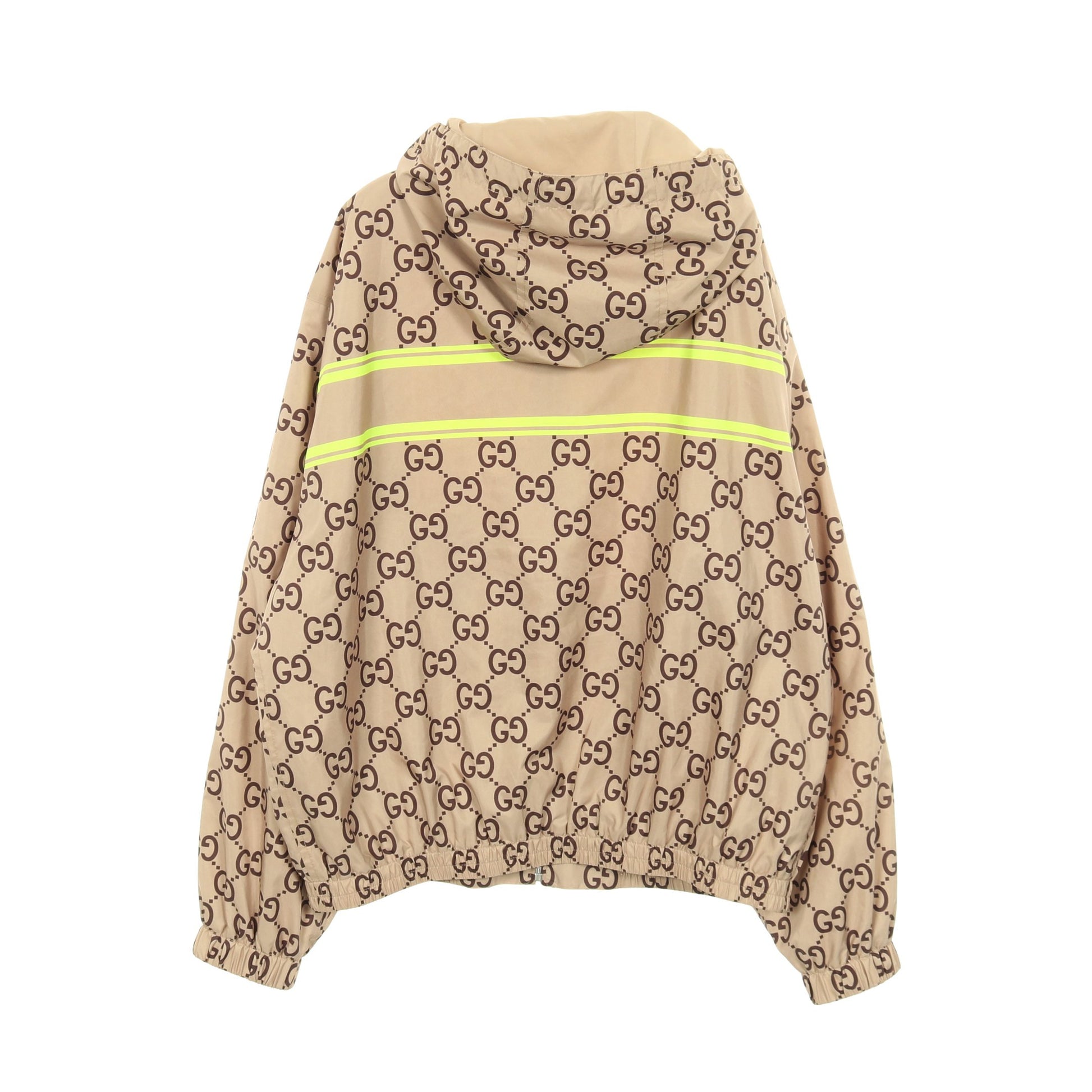 GGプリント フーデッド ジャケット マウンテンパーカー ベージュ イエロー グッチ アウター GUCCI