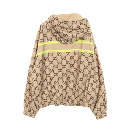 GGプリント フーデッド ジャケット マウンテンパーカー ベージュ イエロー グッチ アウター GUCCI