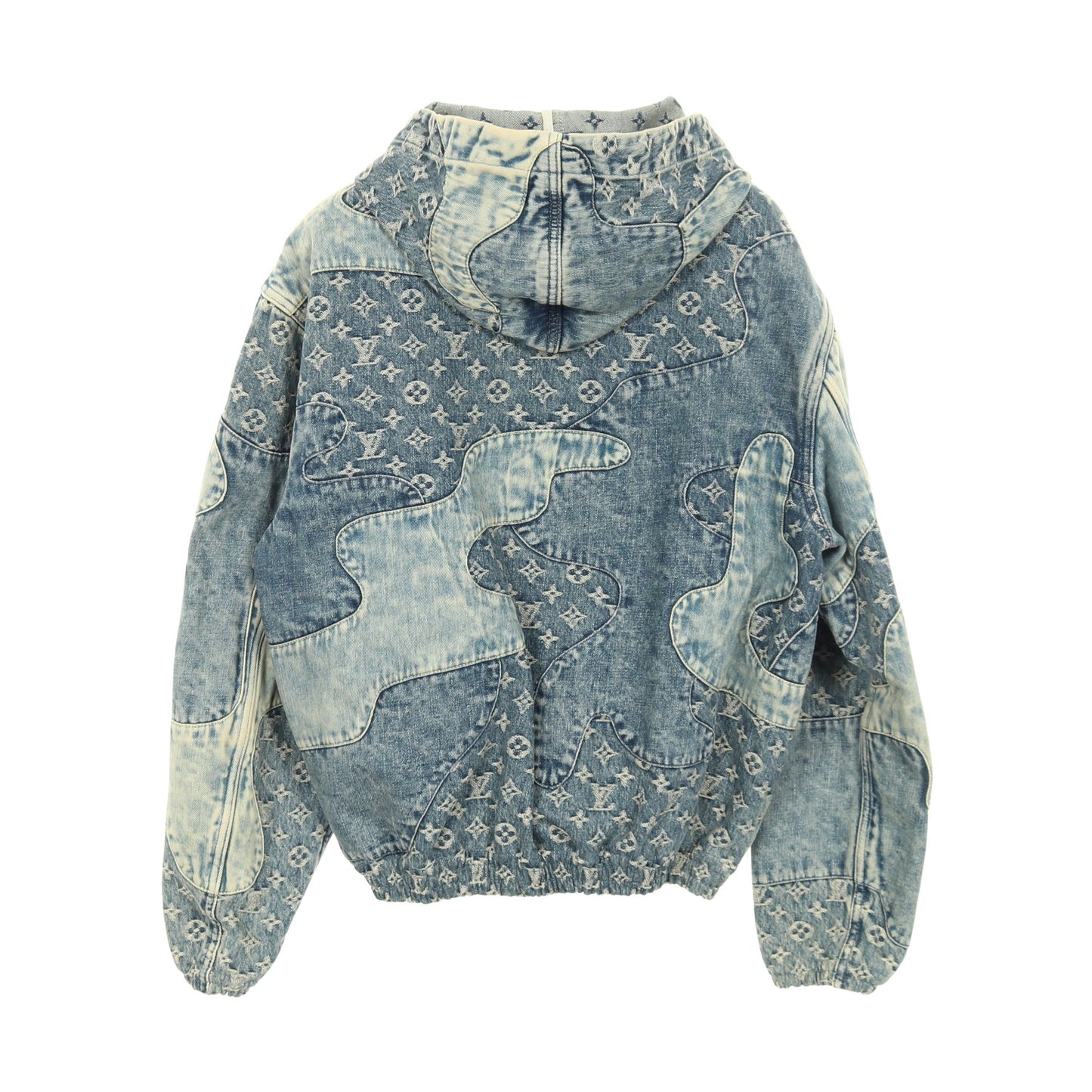 LOUIS VUITTON × NIGO モノグラムパッチワーク デニムジャケット コットン ブルーグレー フード付き ルイヴィトン アウター LOUIS VUITTON