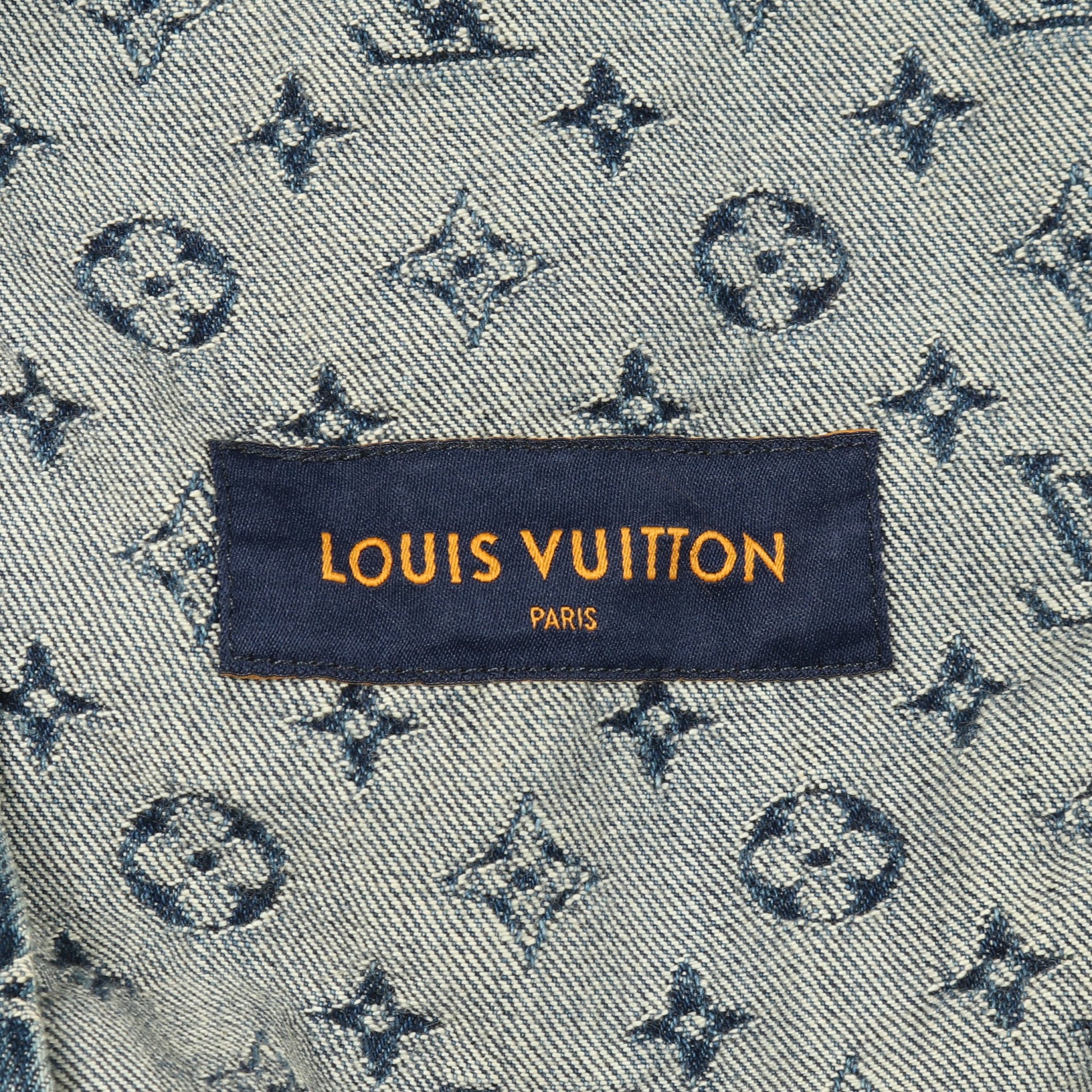 LOUIS VUITTON × NIGO モノグラムパッチワーク デニムジャケット コットン ブルーグレー フード付き ルイヴィトン アウター LOUIS VUITTON