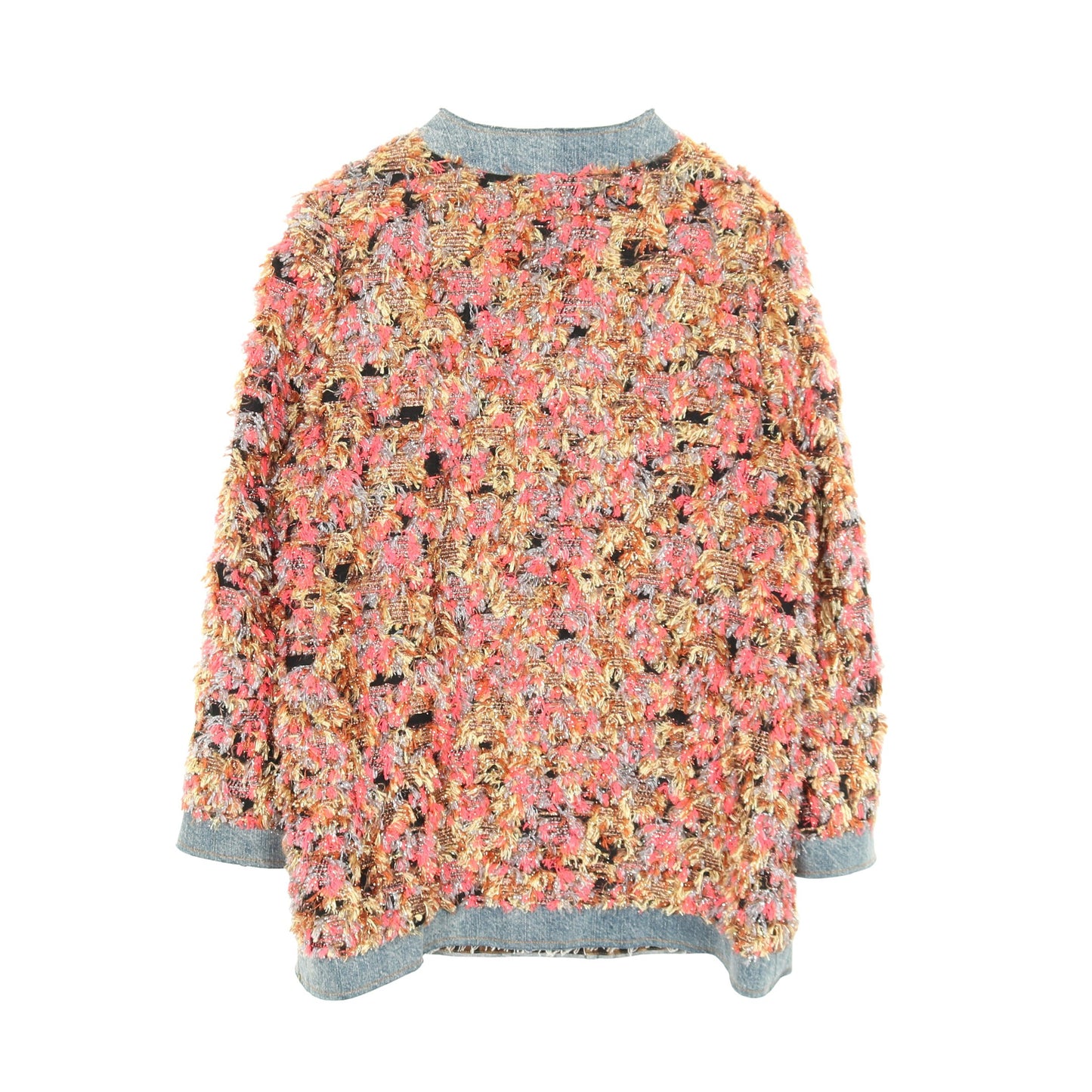 ツイード デニムジャケット レーヨン コットン インディゴブルー マルチカラー 切替 ドルチェアンドガッバーナ アウター DOLCE&GABBANA