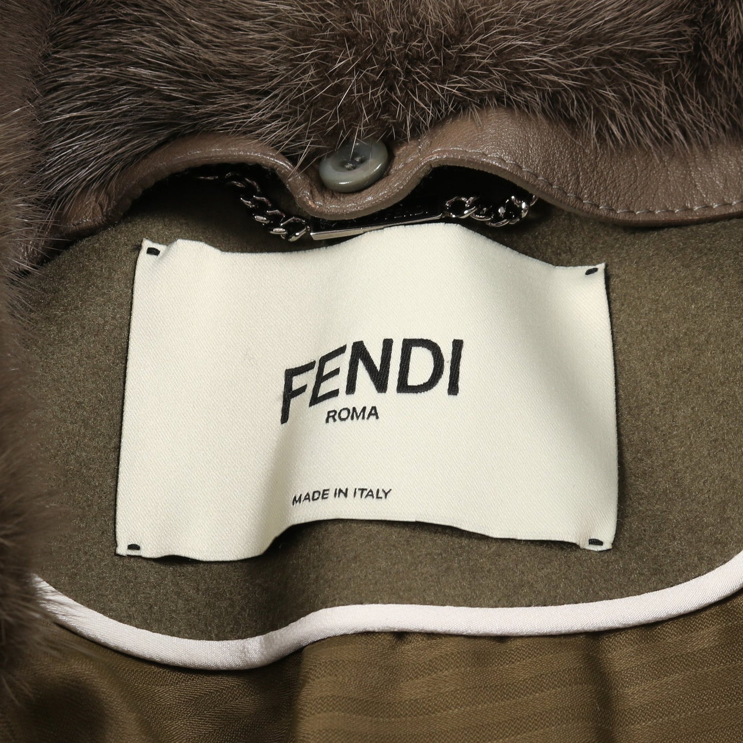 ピーコート ウール カシミヤ カーキグリーン サイドプリーツ フェンディ アウター FENDI