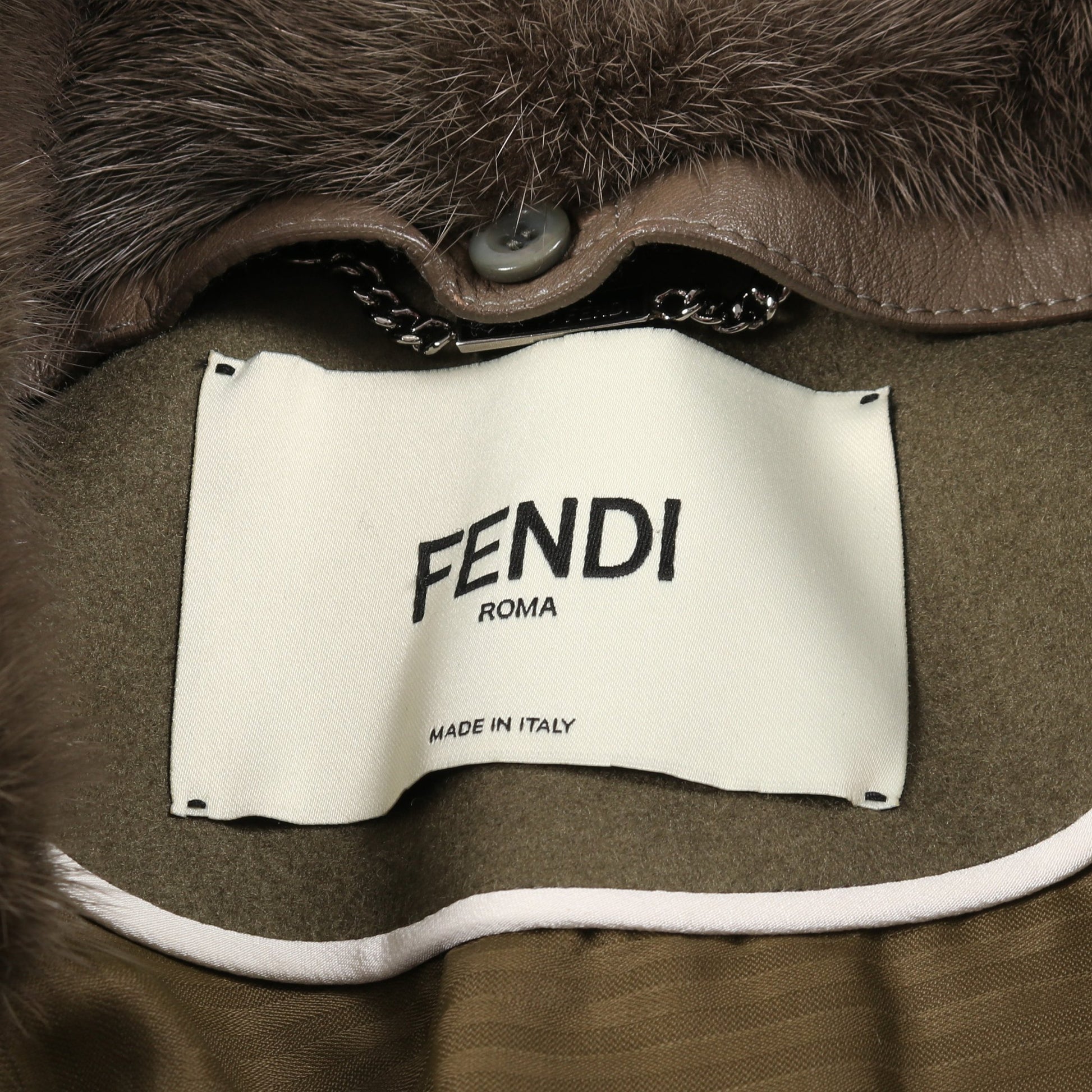 ピーコート ウール カシミヤ カーキグリーン サイドプリーツ フェンディ アウター FENDI