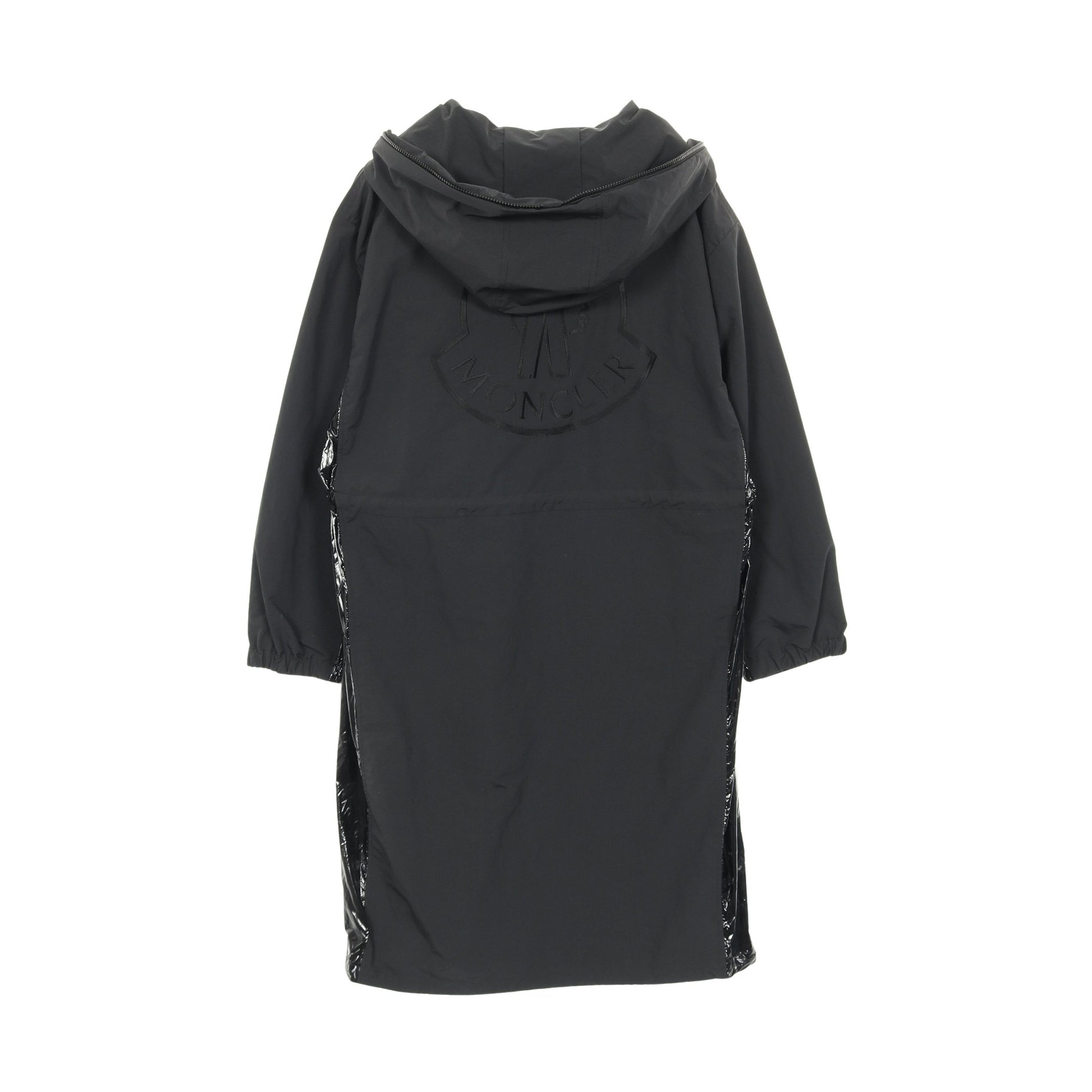 ALCYONE スプリングコート バックロゴ ナイロン ブラック フード付き 切替 アウター MONCLER