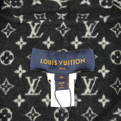 モノグラム ケープ ポンチョ ウール ブラック フード付き ルイヴィトン アウター LOUIS VUITTON