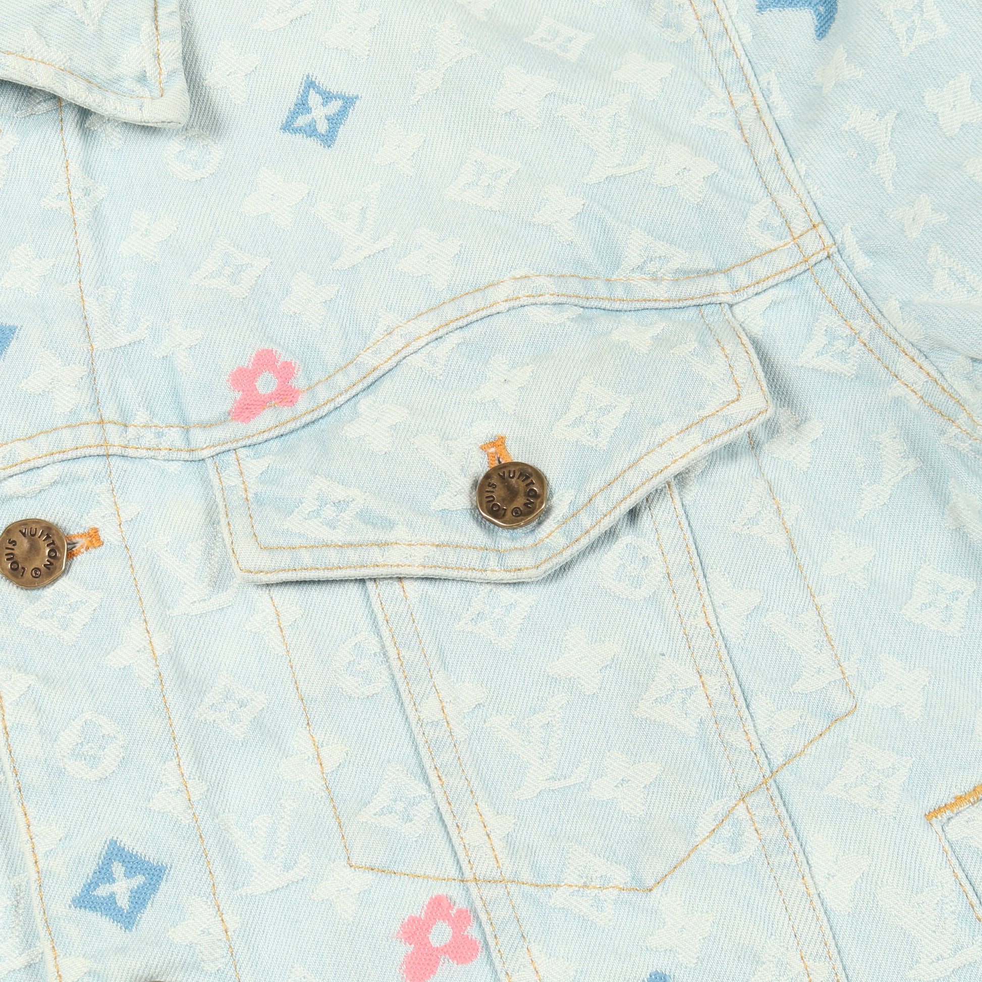 LVタイラー デニムジャケット コットン ライトブルー マルチカラー ルイヴィトン アウター LOUIS VUITTON